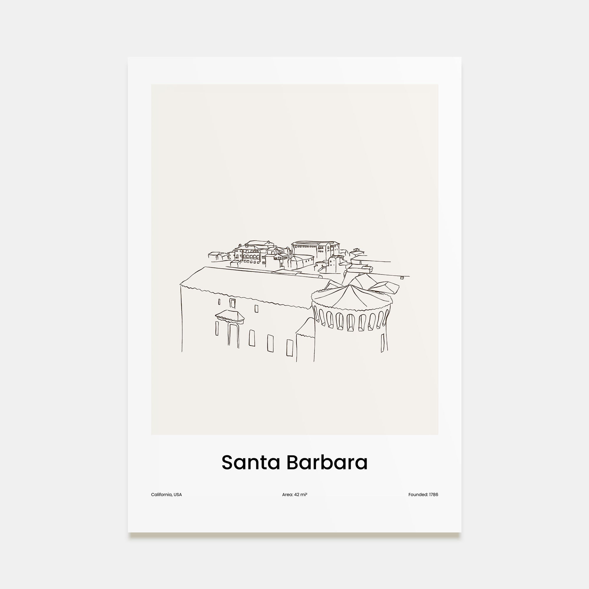 Santa Barbara Drawn Poster
