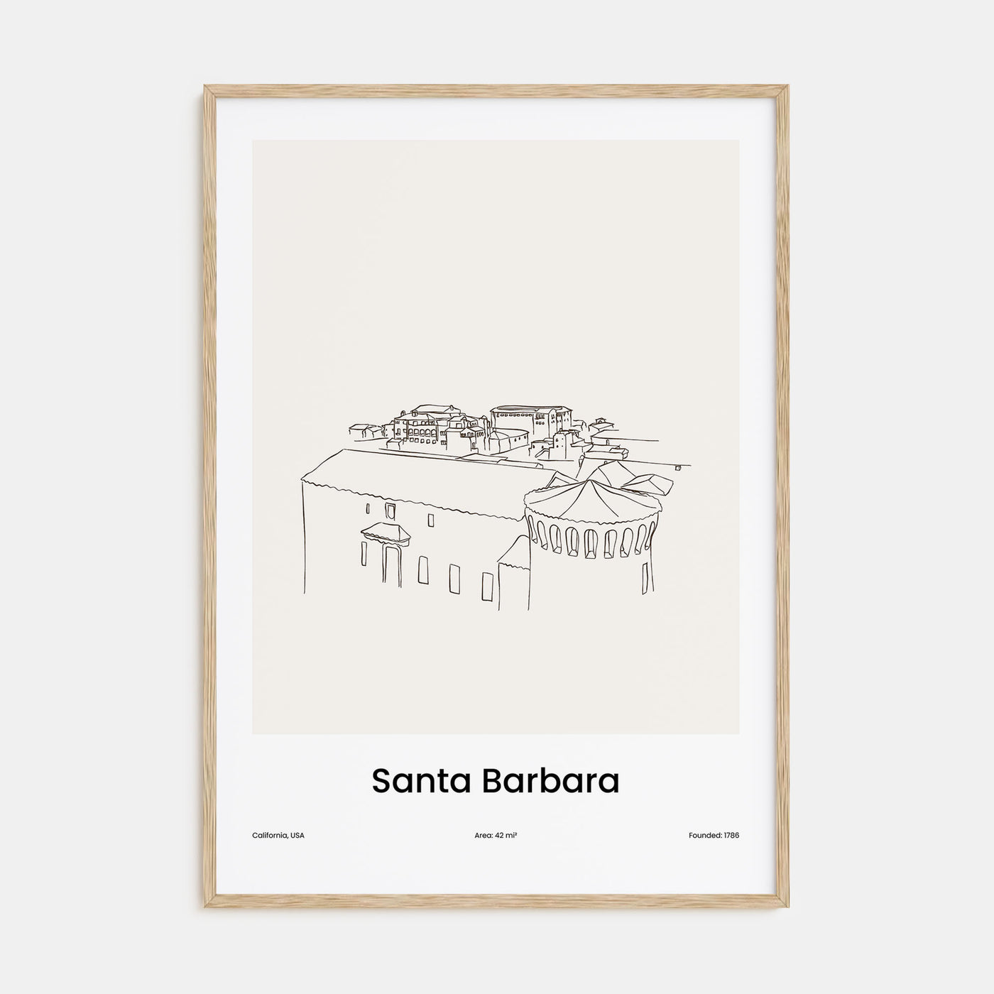 Santa Barbara Drawn Poster