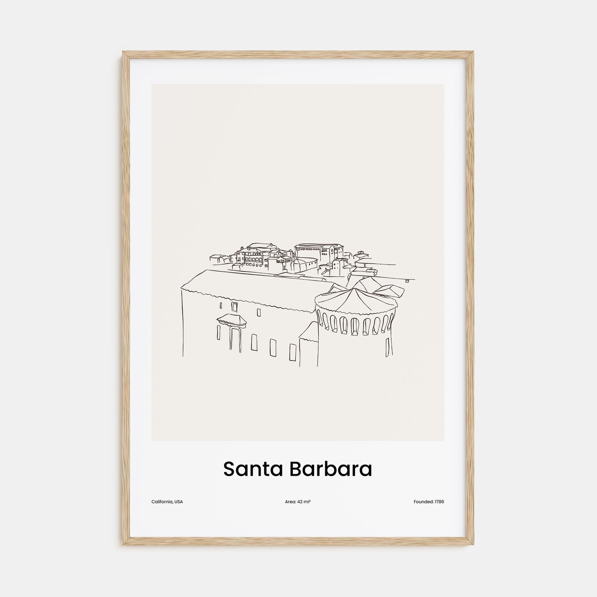 Santa Barbara Drawn Poster
