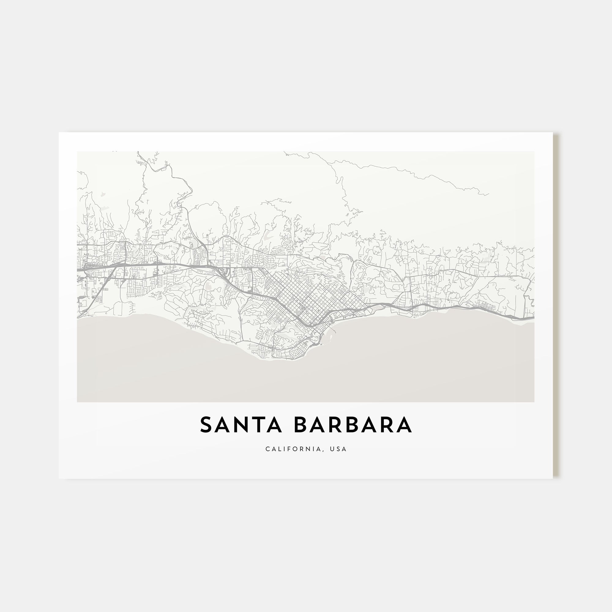 Santa Barbara Map Landscape Poster