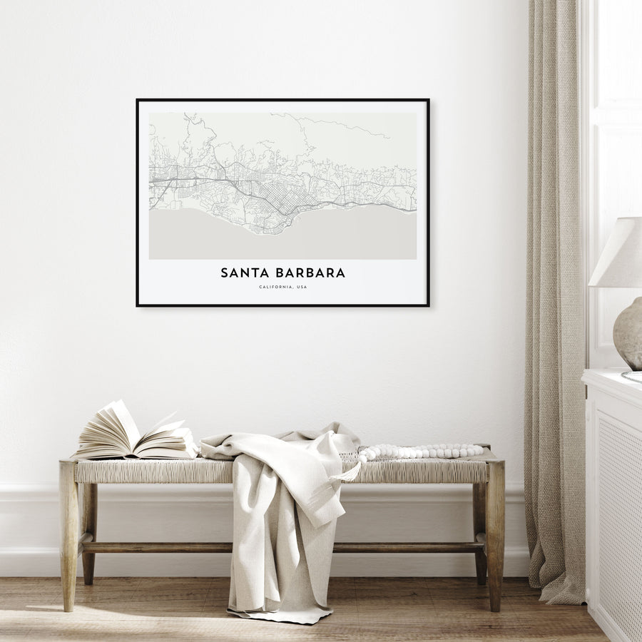 Santa Barbara Map Landscape Poster