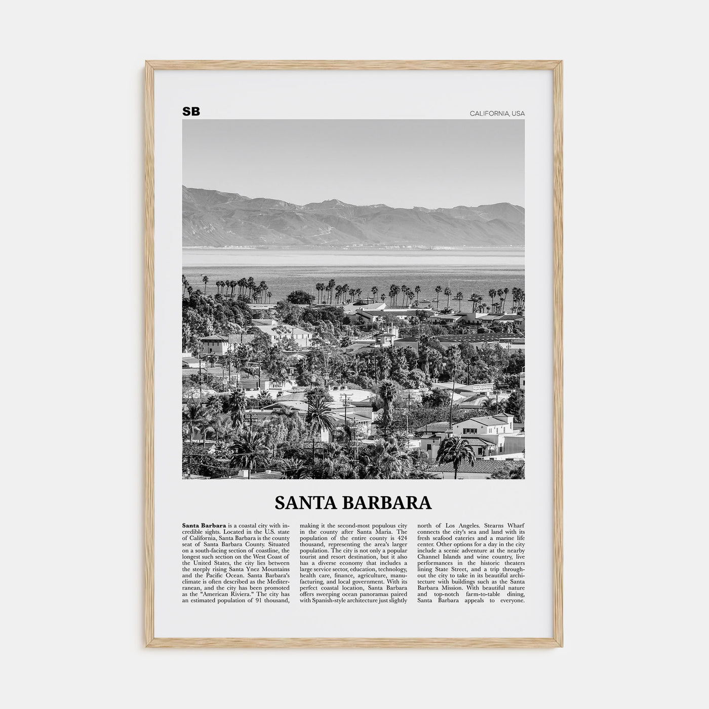 Santa Barbara Travel B&W No 1 Poster