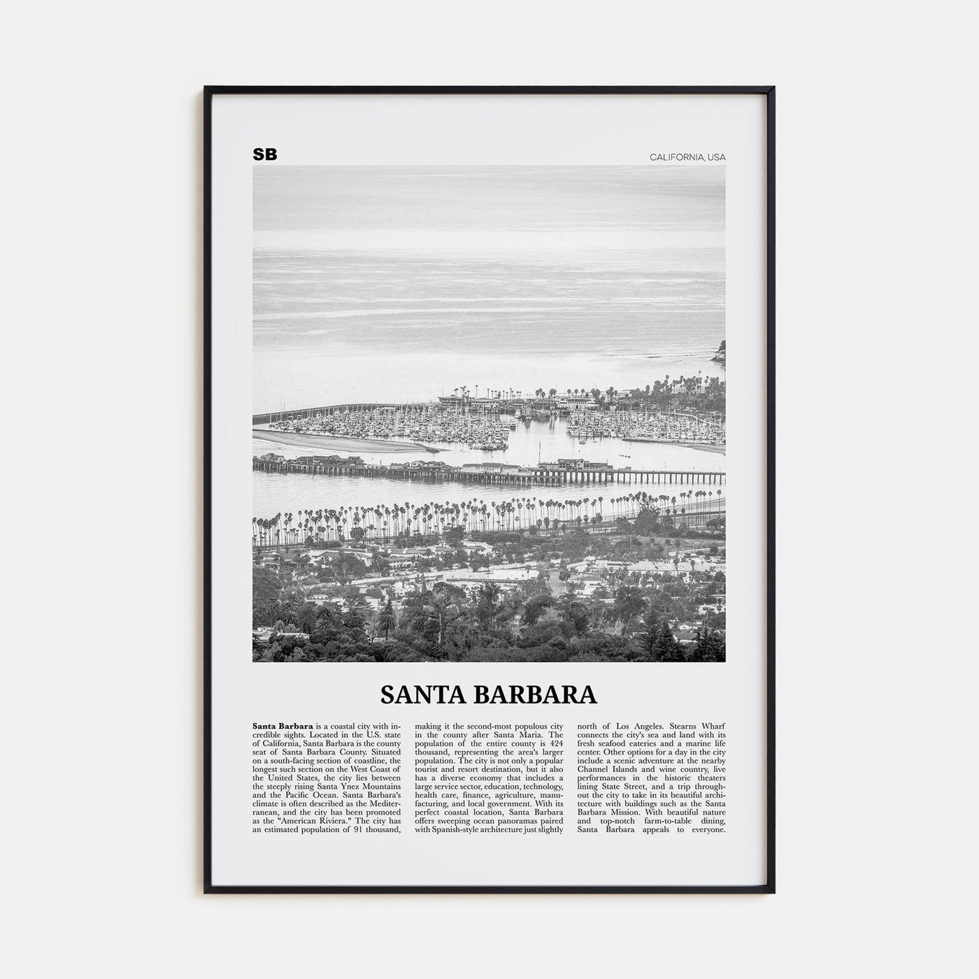 Santa Barbara Travel B&W No 2 Poster