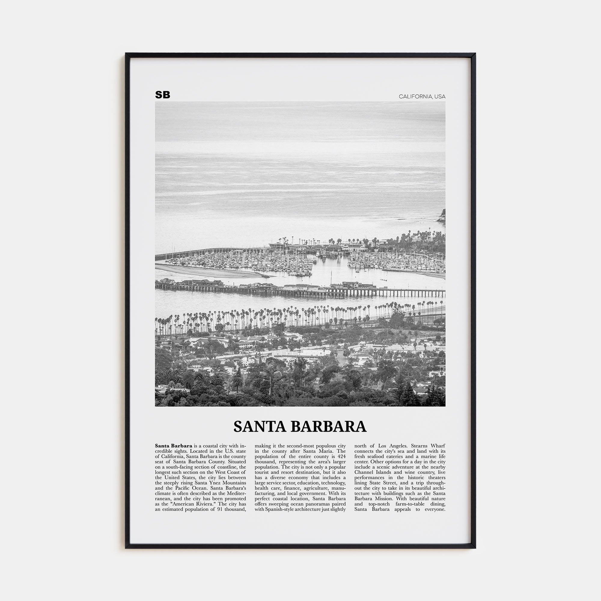 Santa Barbara Travel B&W No 2 Poster