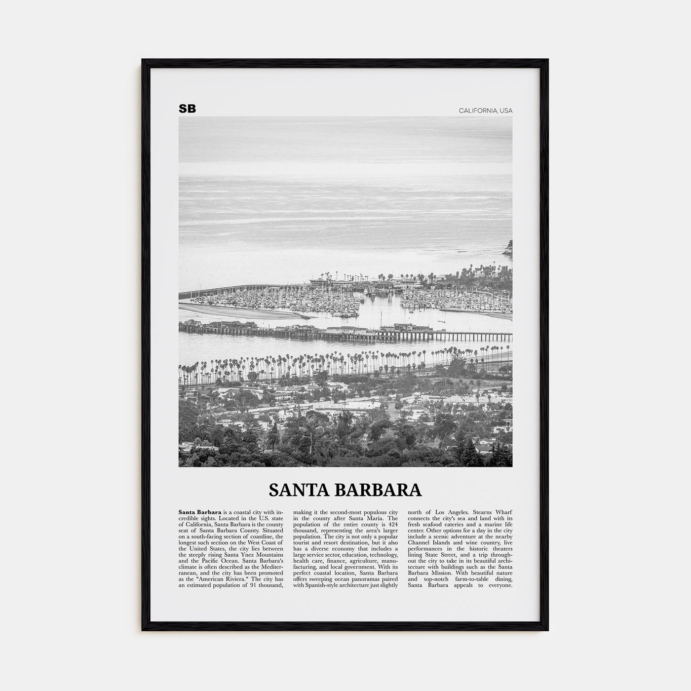 Santa Barbara Travel B&W No 2 Poster