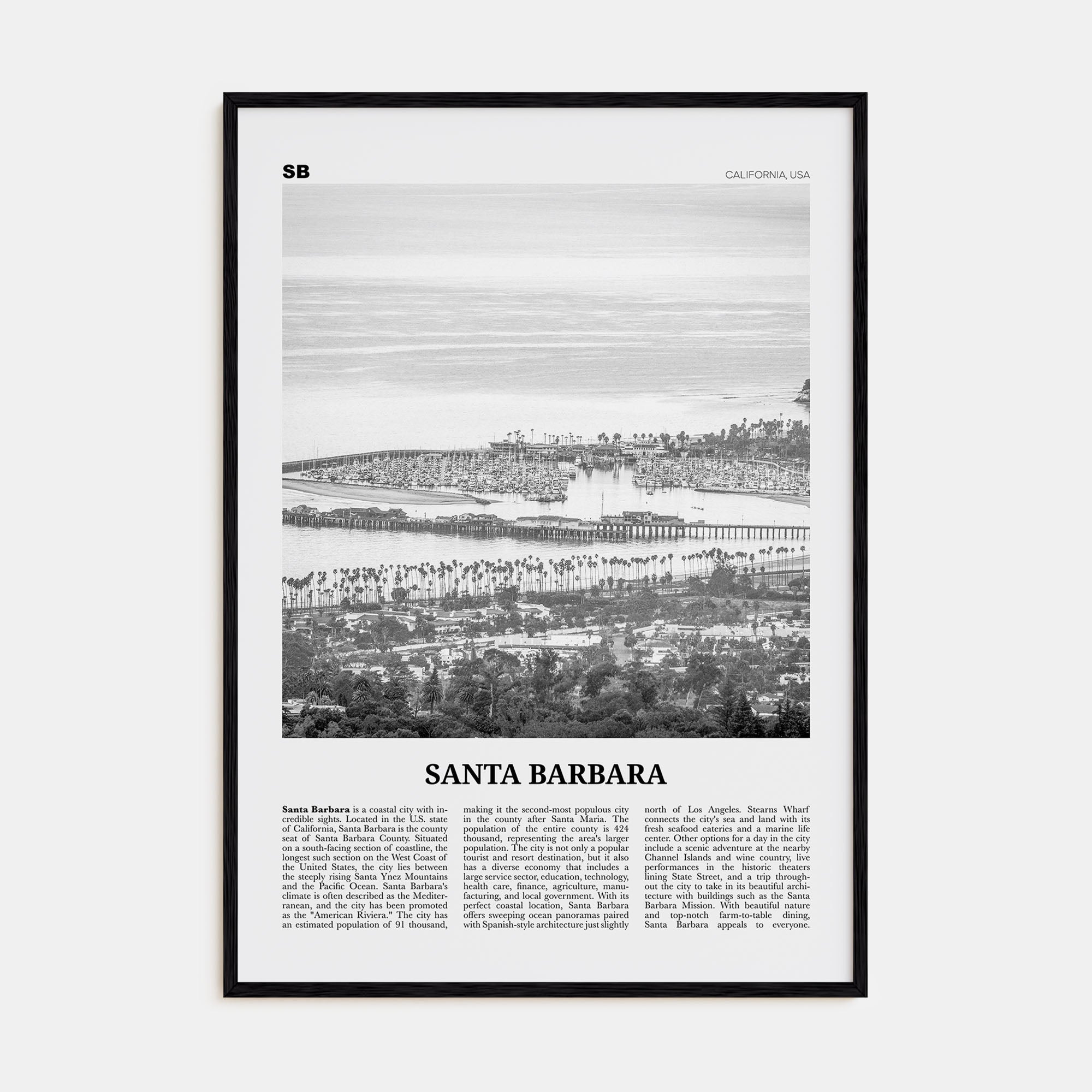 Santa Barbara Travel B&W No 2 Poster