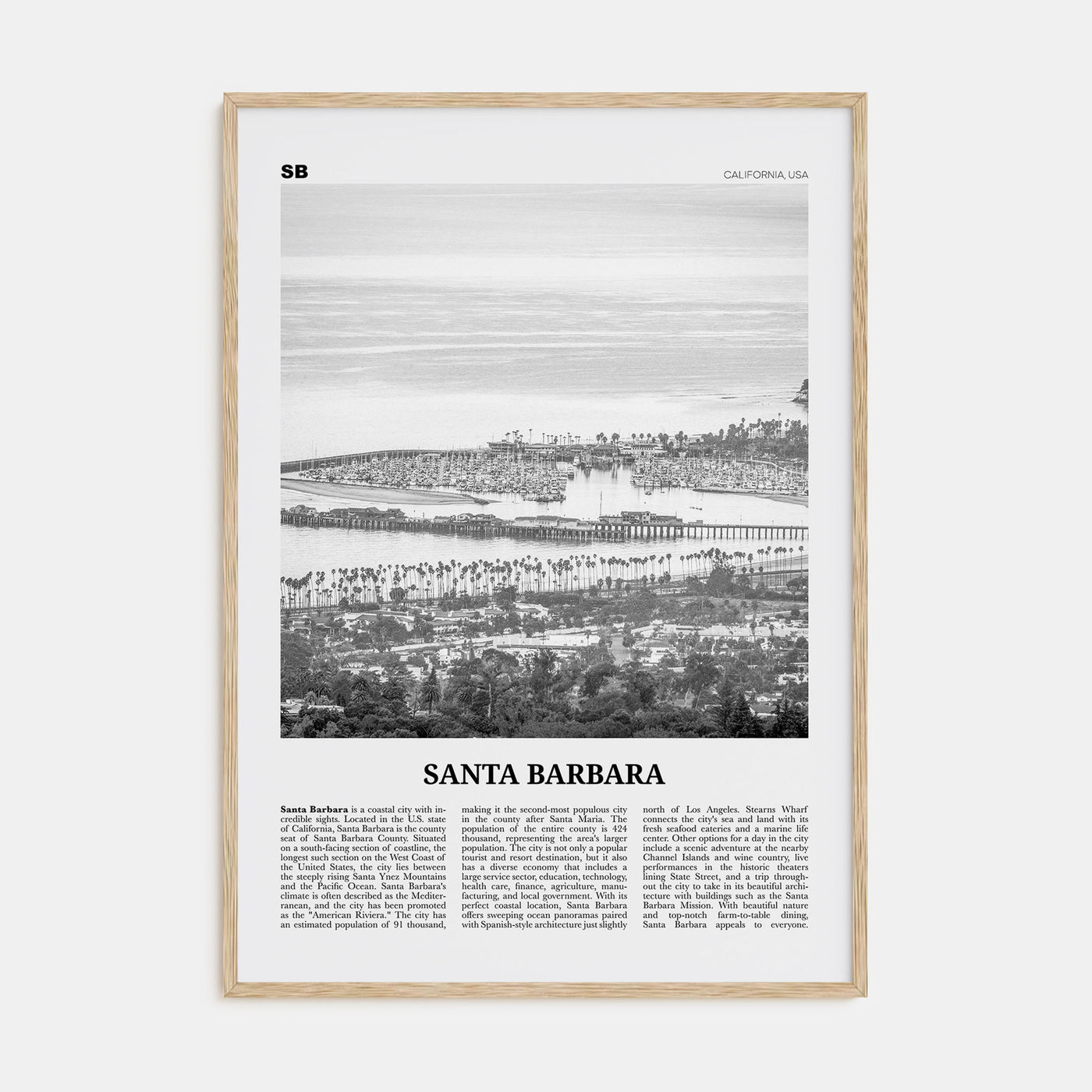 Santa Barbara Travel B&W No 2 Poster