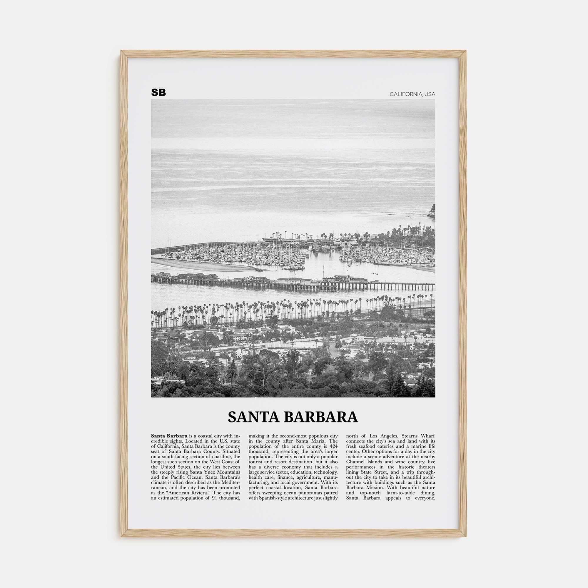 Santa Barbara Travel B&W No 2 Poster