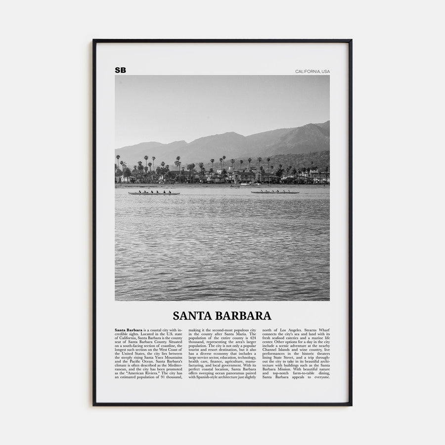 Santa Barbara Travel B&W No 3 Poster