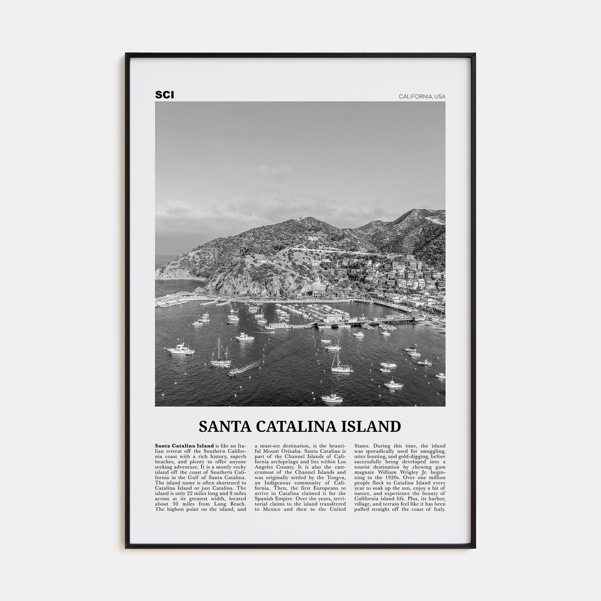 Santa Catalina Island Travel B&W No 2 Poster