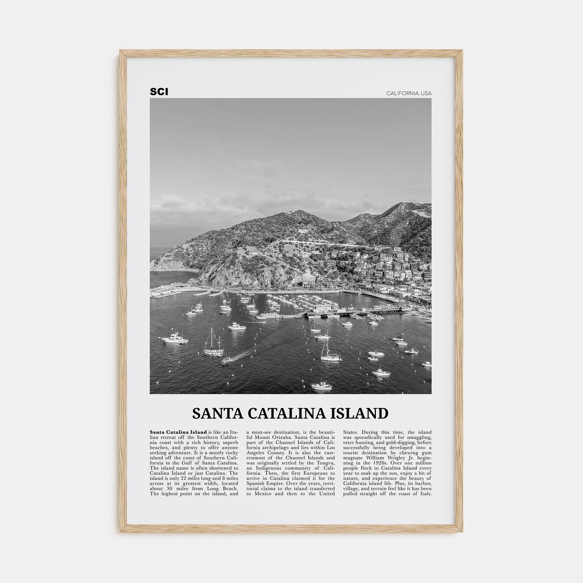 Santa Catalina Island Travel B&W No 2 Poster