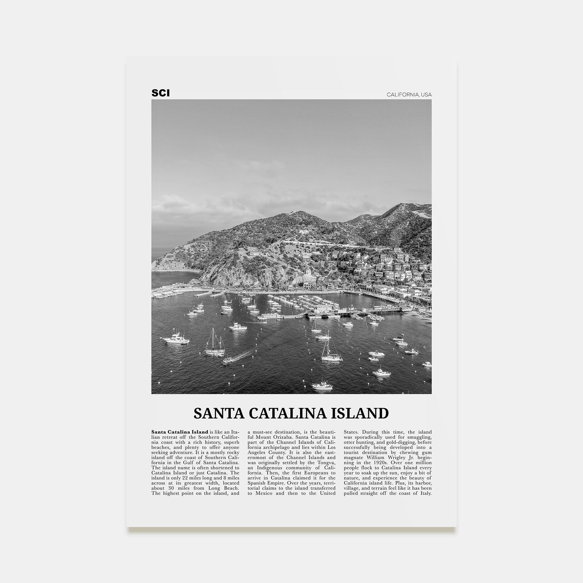 Santa Catalina Island Travel B&W No 2 Poster