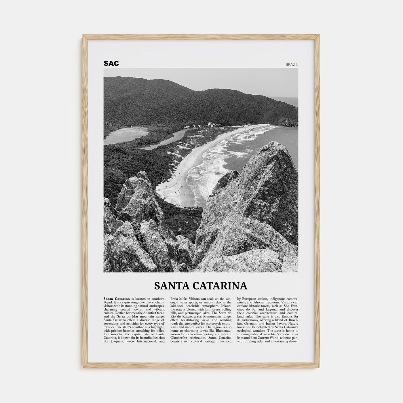 Santa Catarina Travel B&W Poster