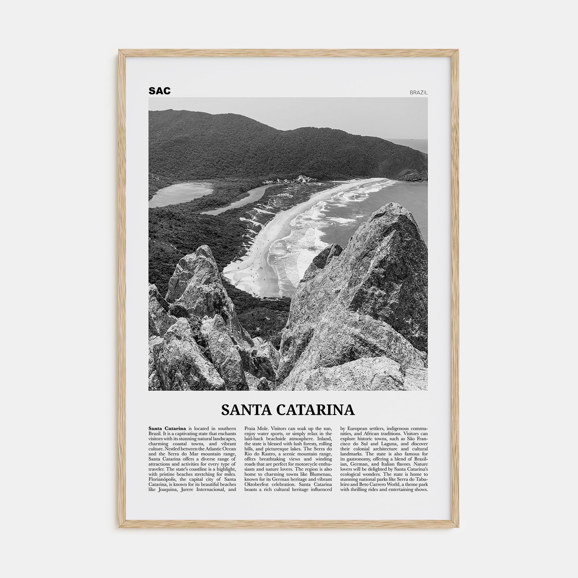 Santa Catarina Travel B&W Poster