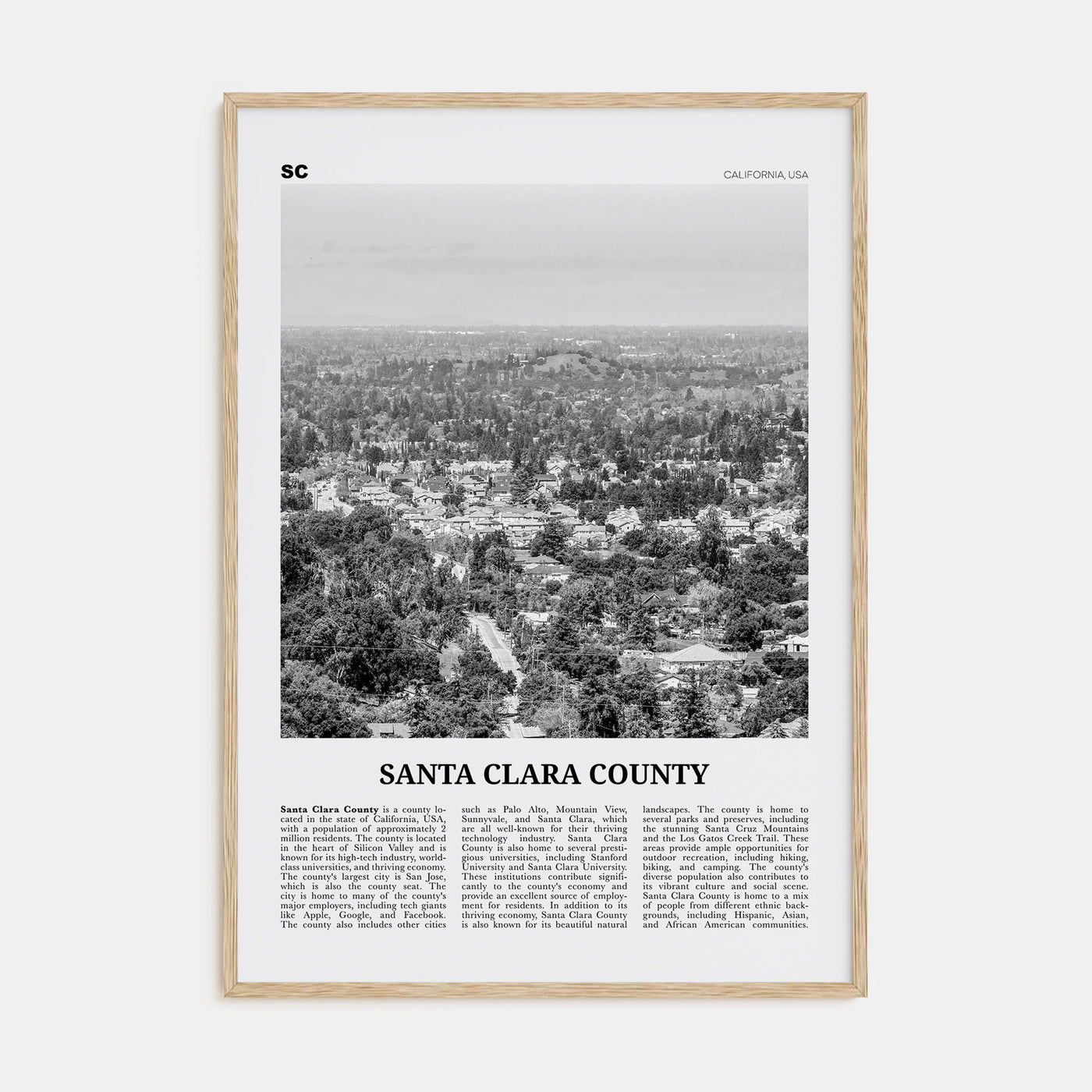 Santa Clara County Travel B&W Poster