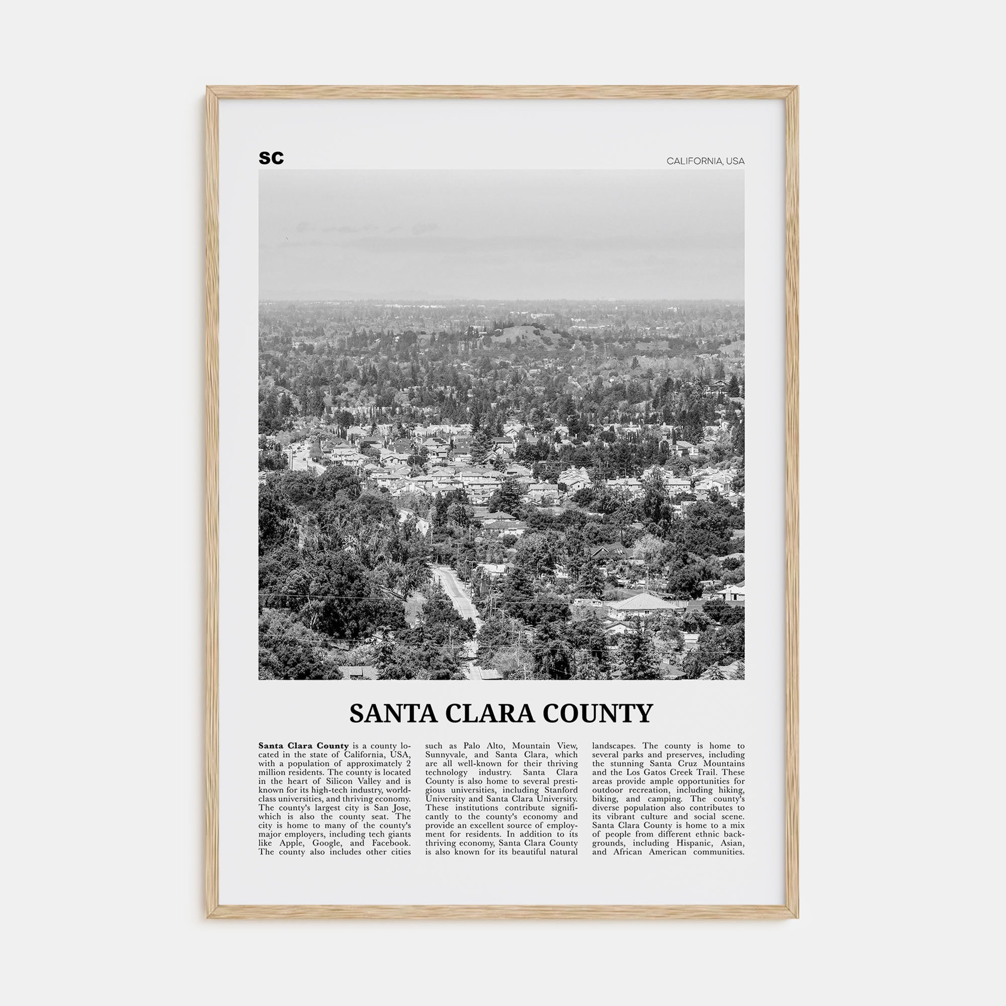 Santa Clara County Travel B&W Poster