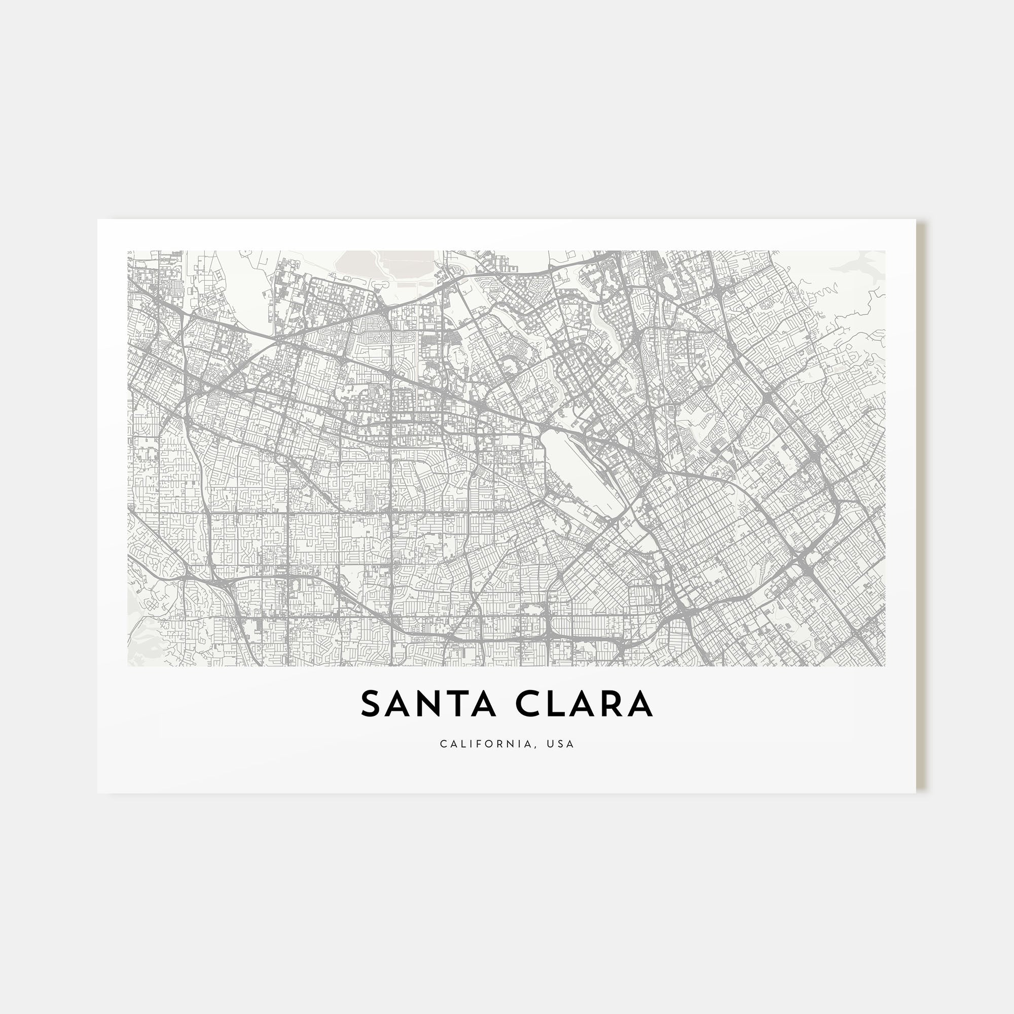 Santa Clara Map Landscape Poster