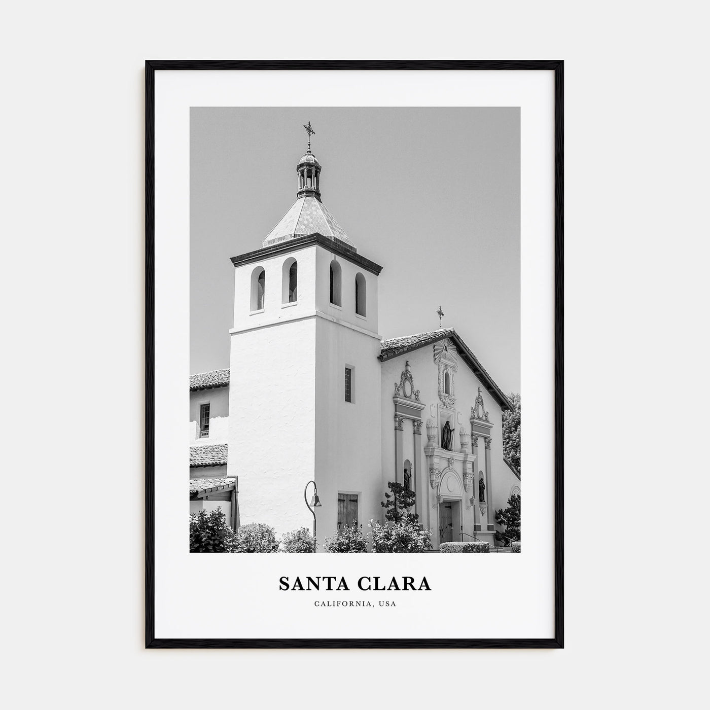 Santa Clara Portrait B&W Poster