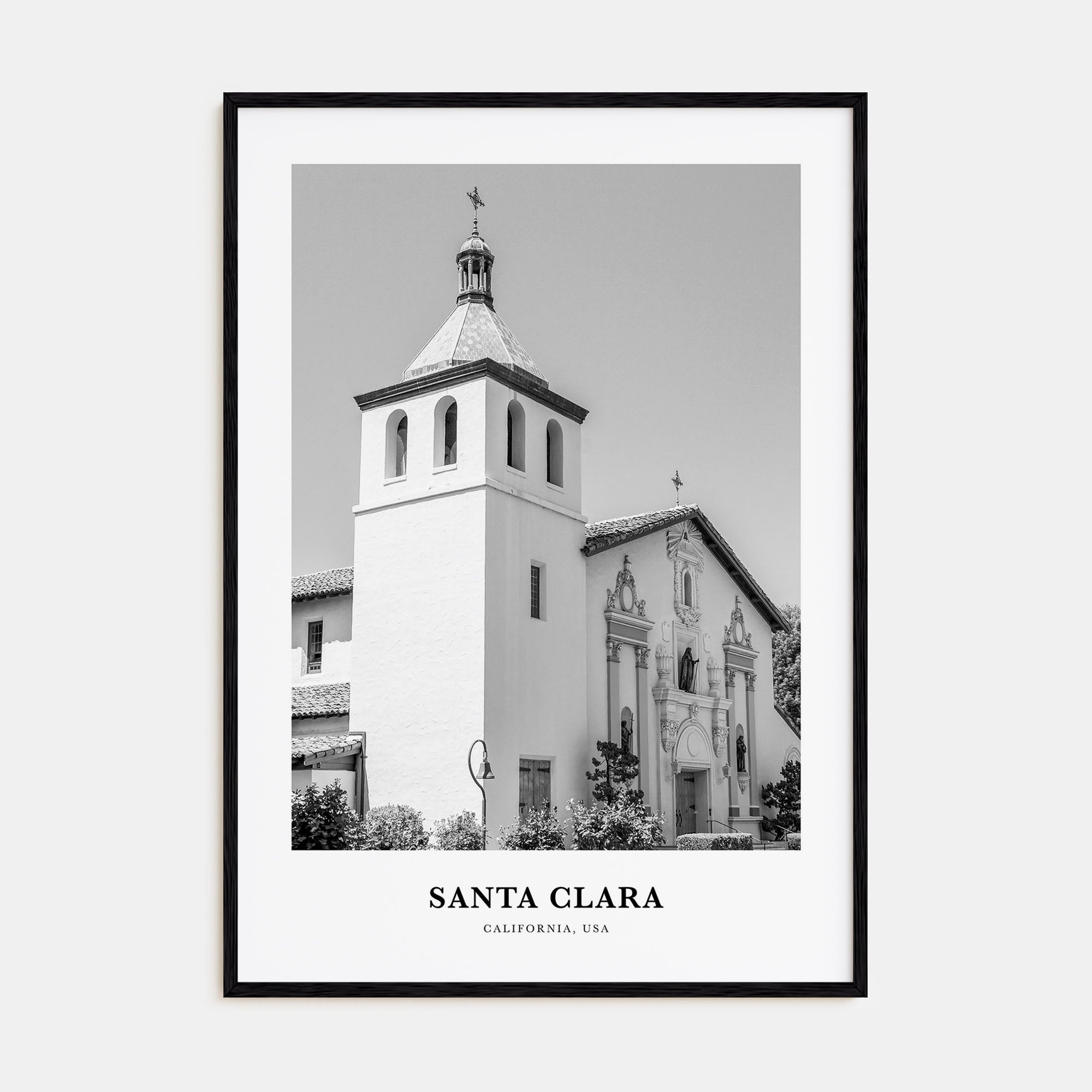 Santa Clara Portrait B&W Poster