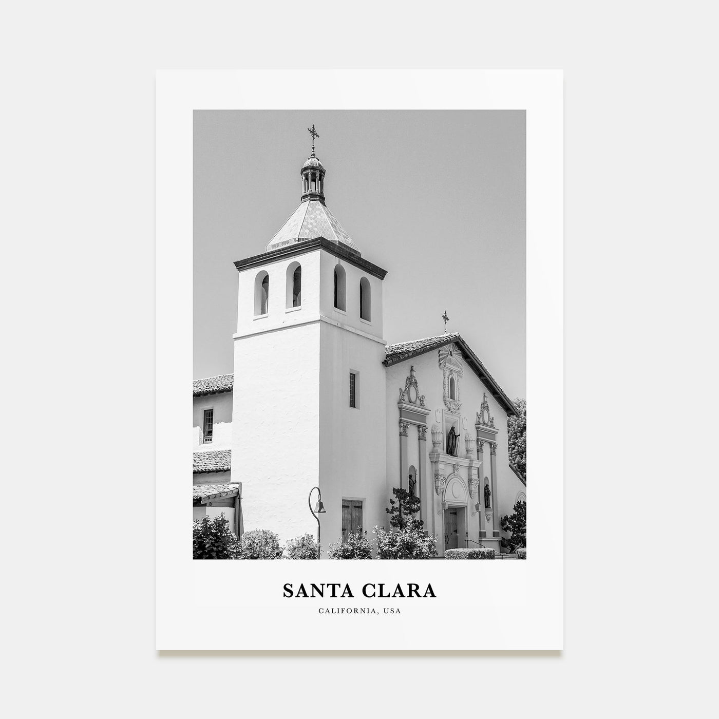 Santa Clara Portrait B&W Poster