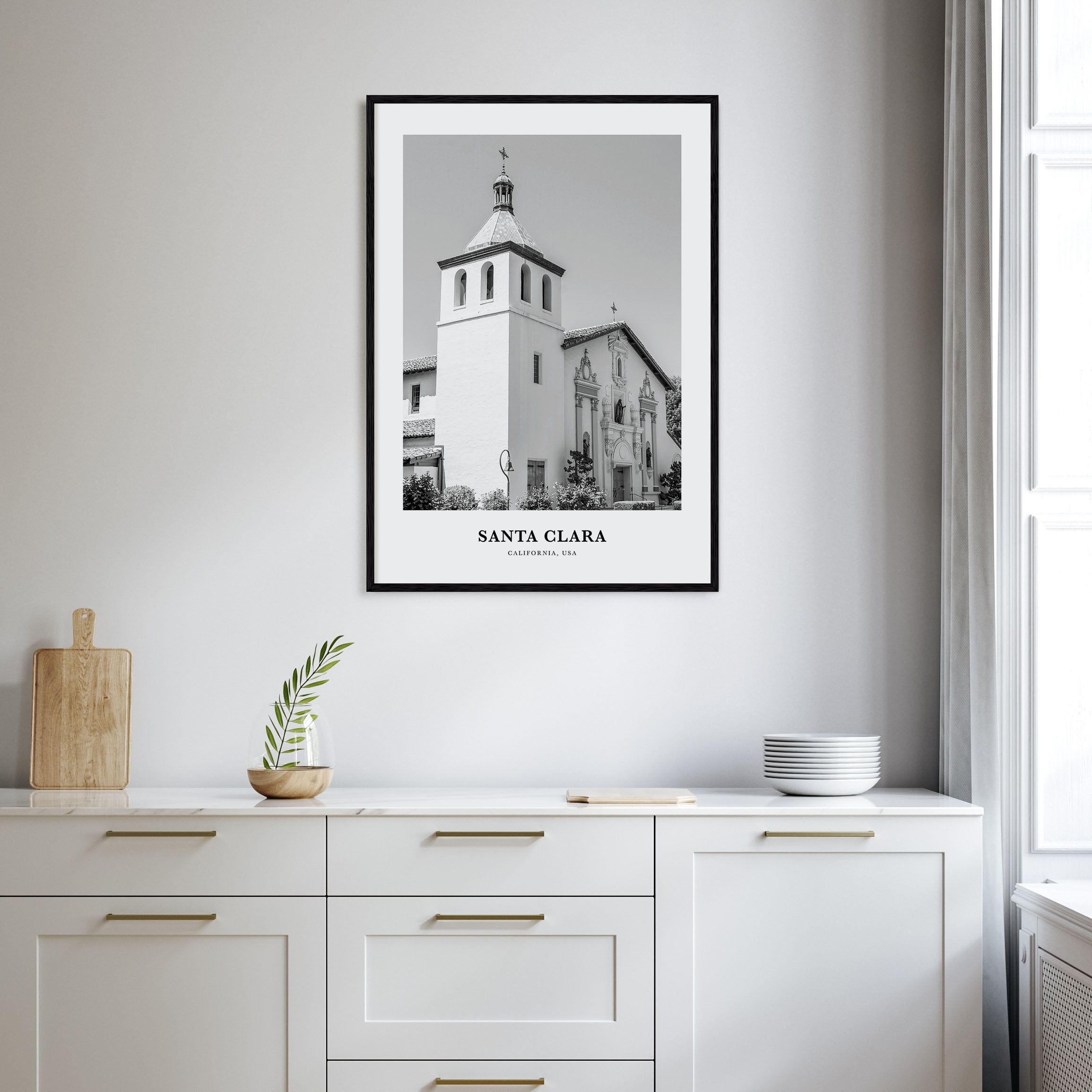 Santa Clara Portrait B&W Poster