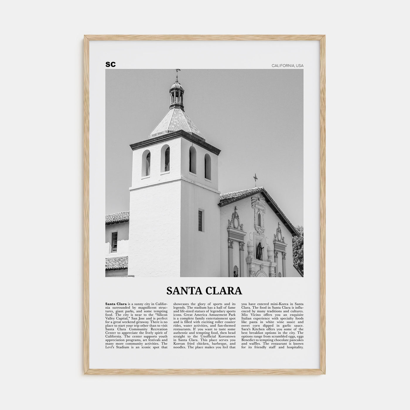 Santa Clara Travel B&W Poster