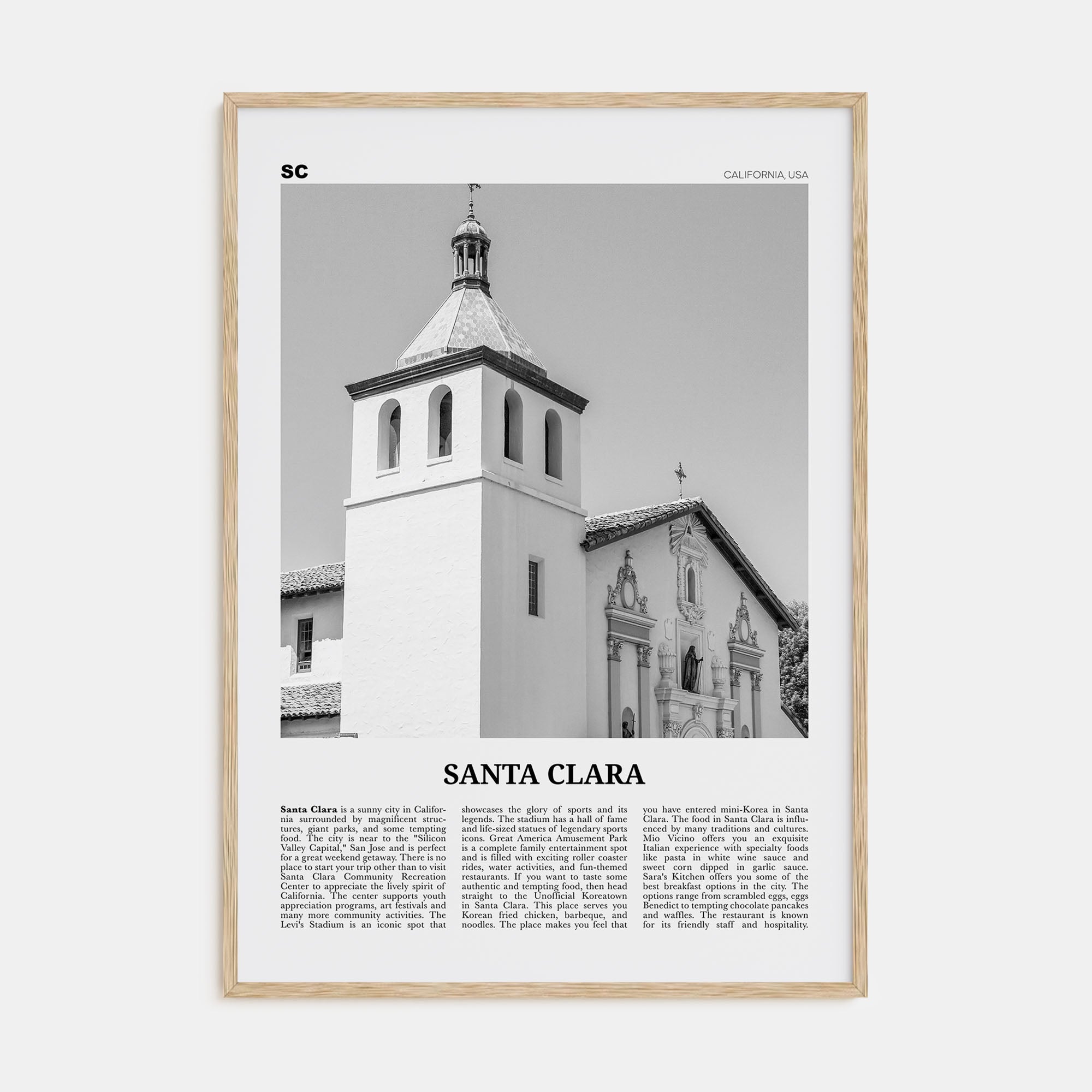 Santa Clara Travel B&W Poster