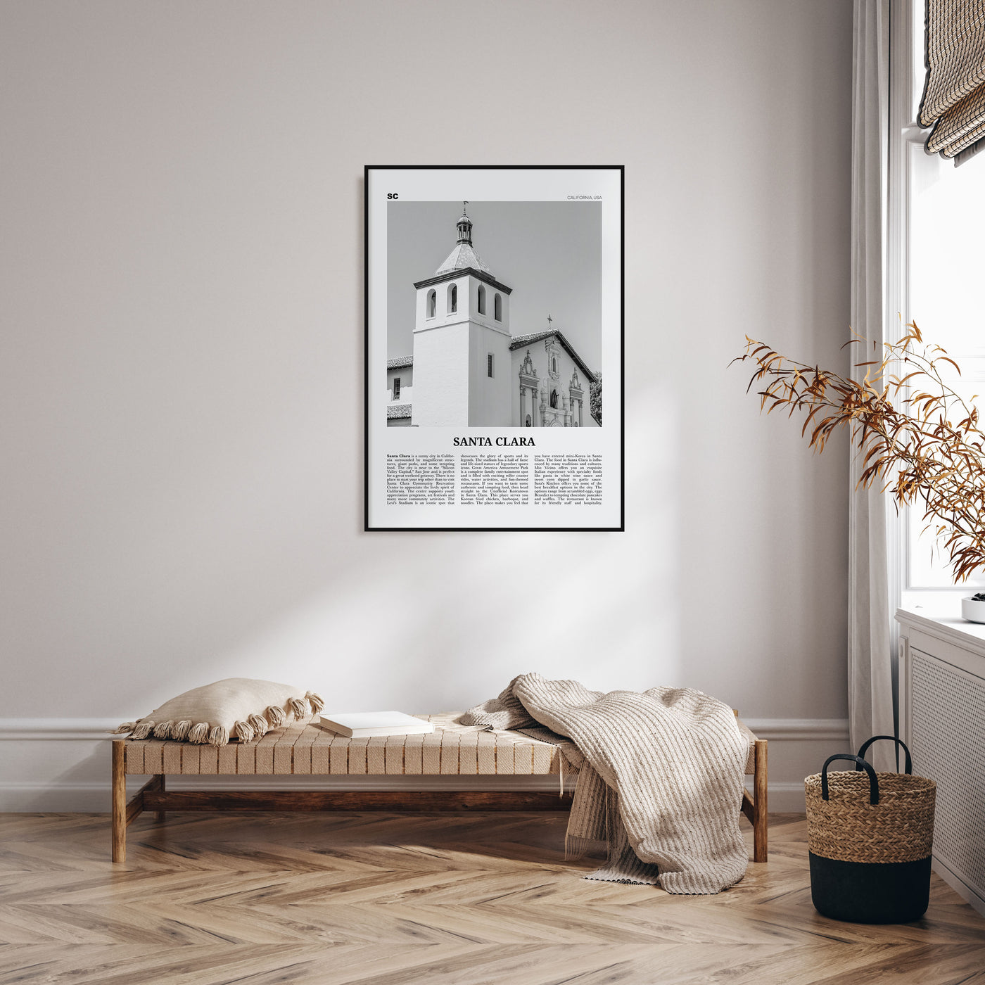 Santa Clara Travel B&W Poster