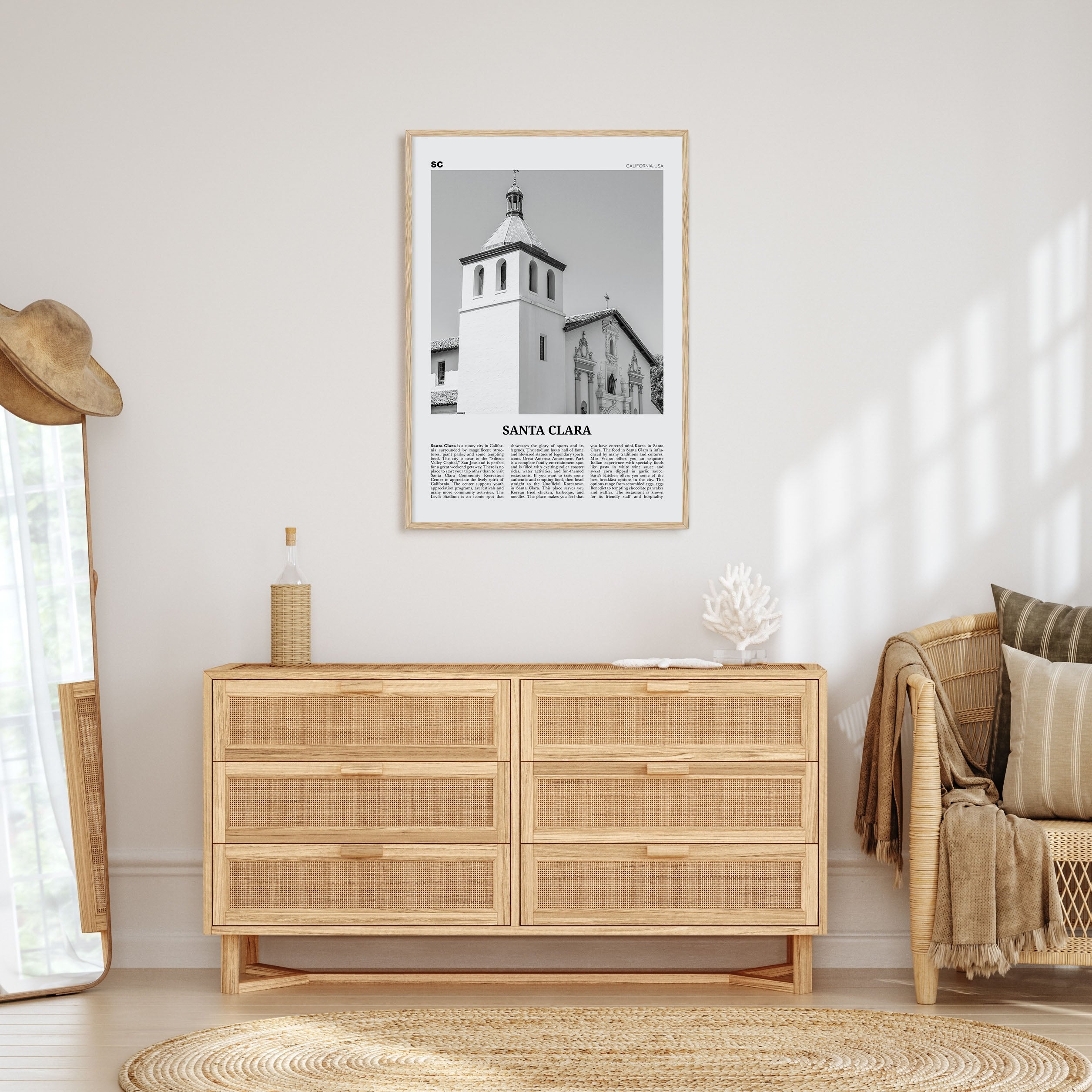 Santa Clara Travel B&W Poster