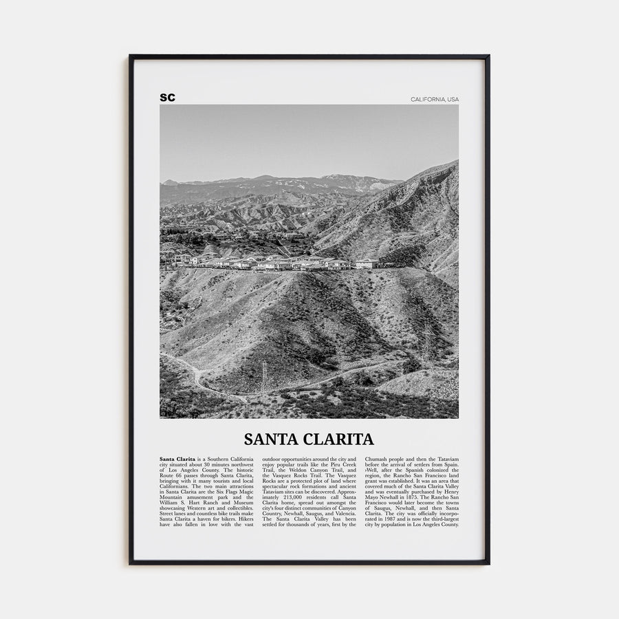 Santa Clarita Travel B&W Poster