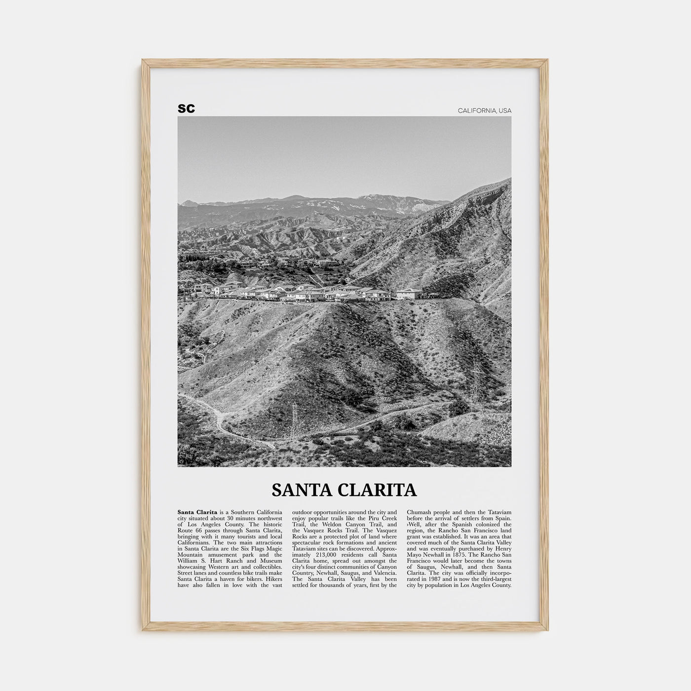Santa Clarita Travel B&W Poster