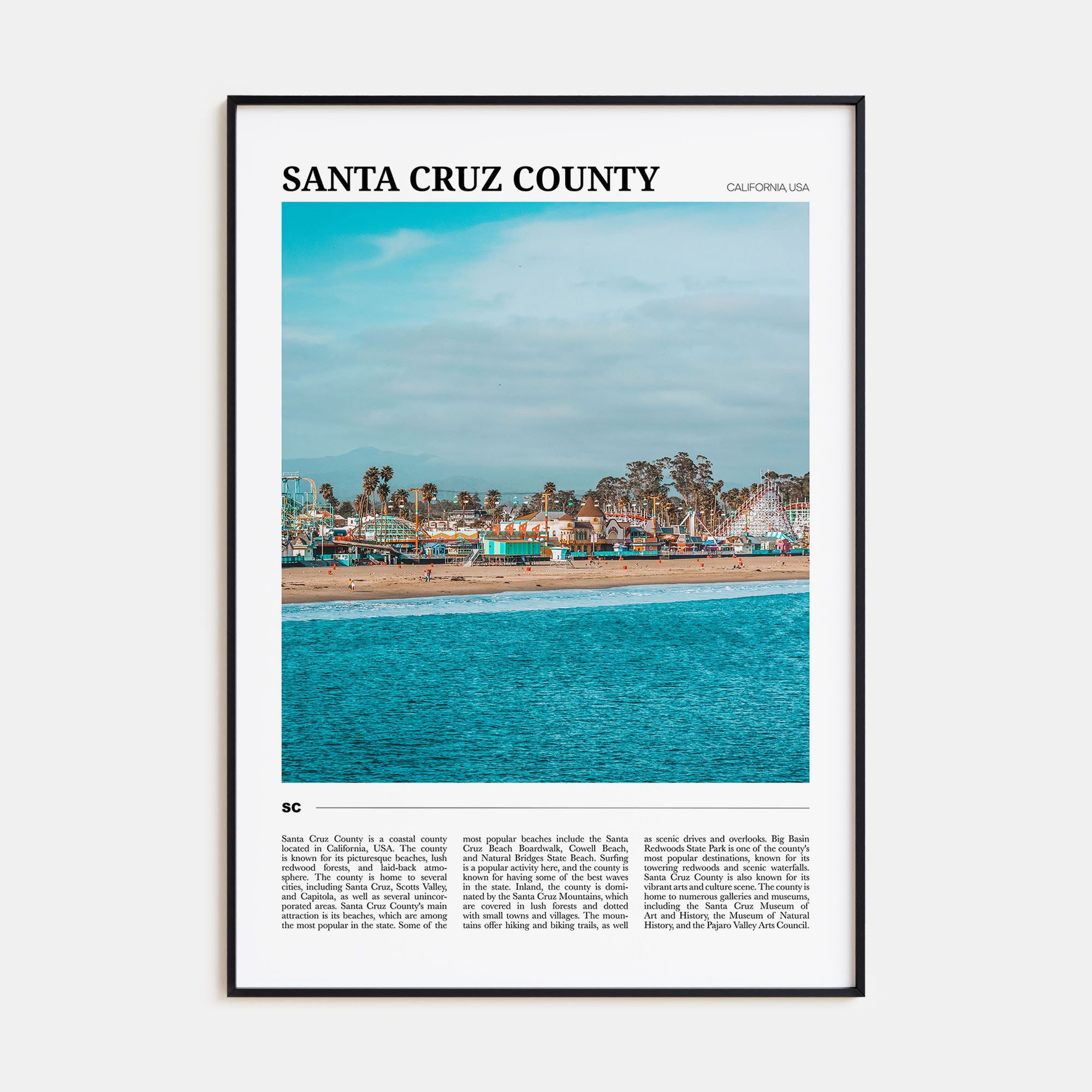 Santa Cruz County Travel Color Poster