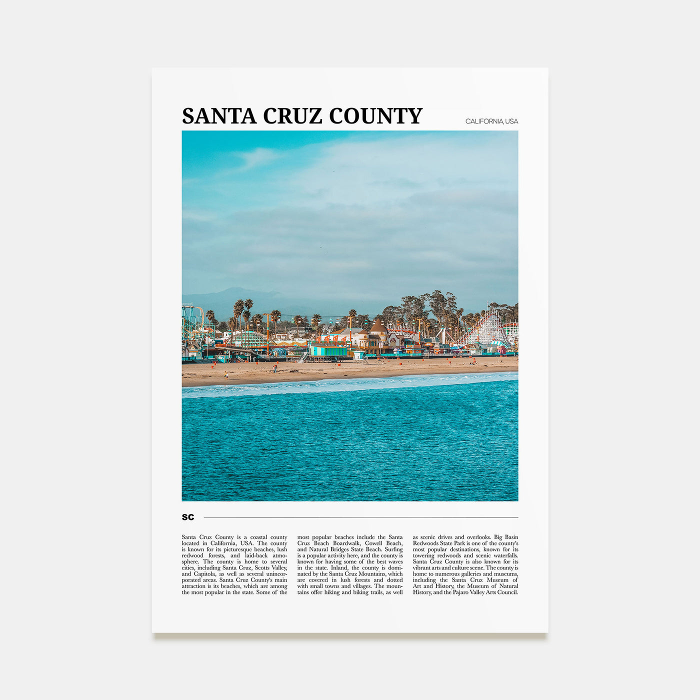 Santa Cruz County Travel Color Poster