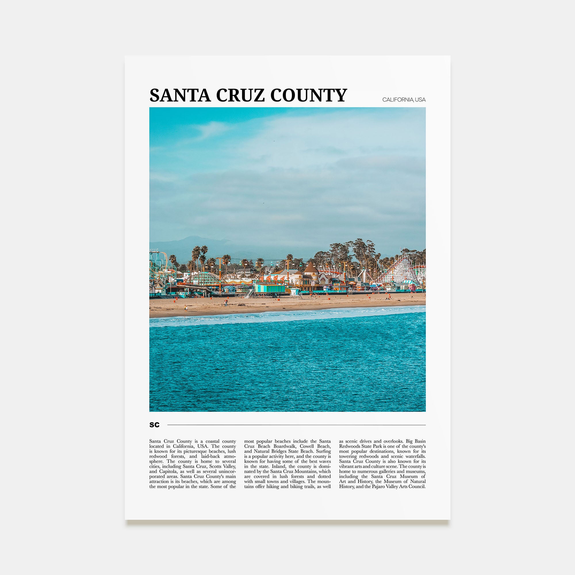 Santa Cruz County Travel Color Poster