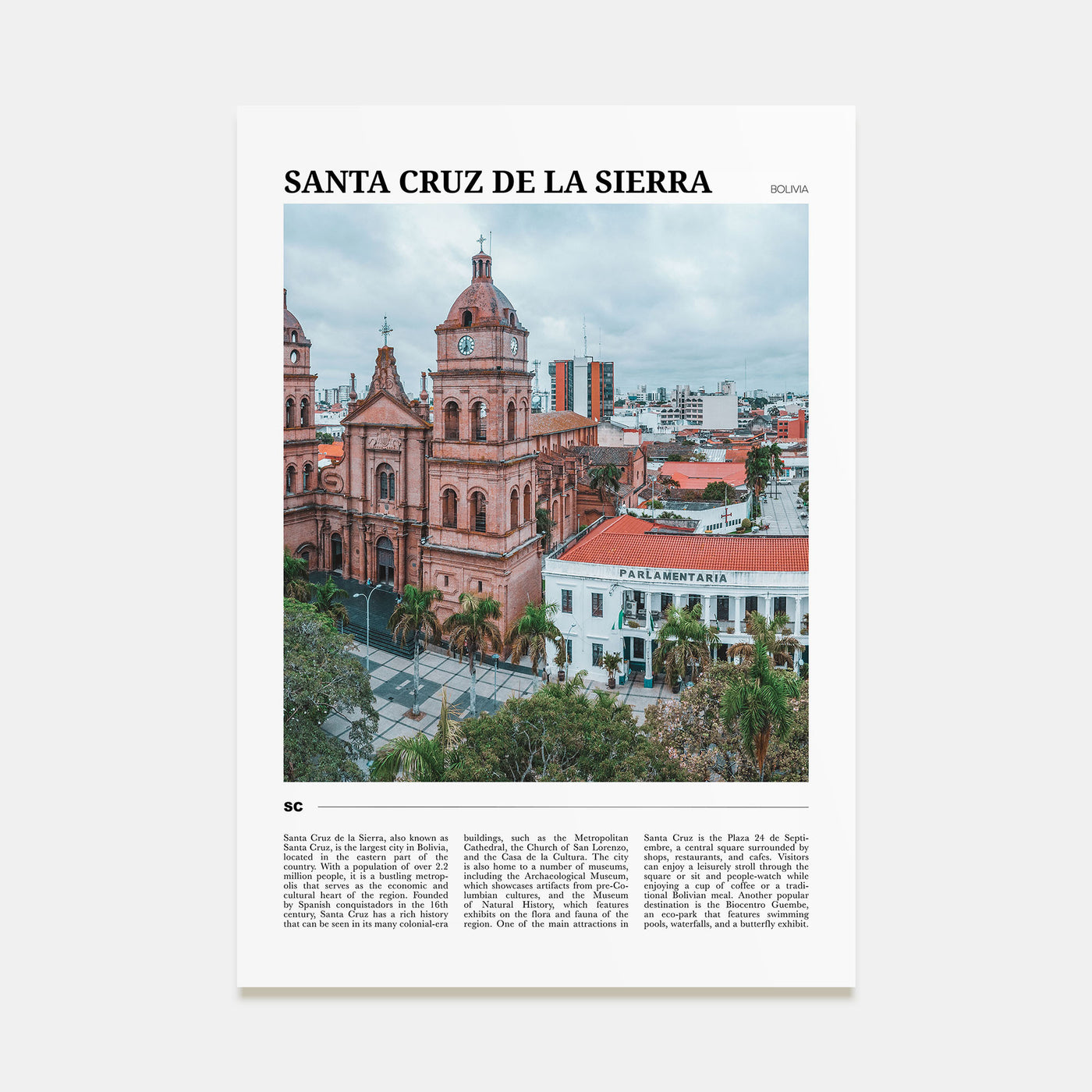 Santa Cruz de la Sierra Travel Color Poster