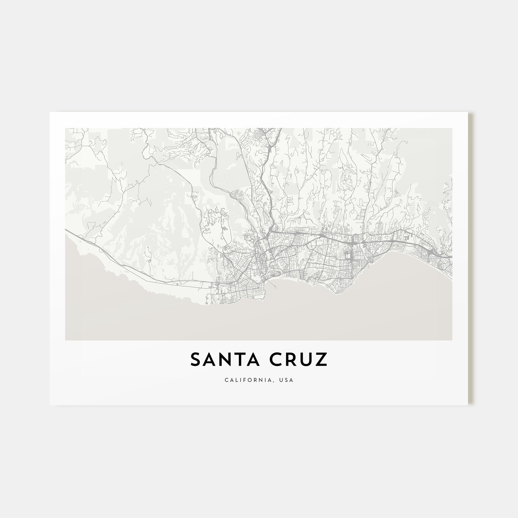 Santa Cruz Map Landscape Poster