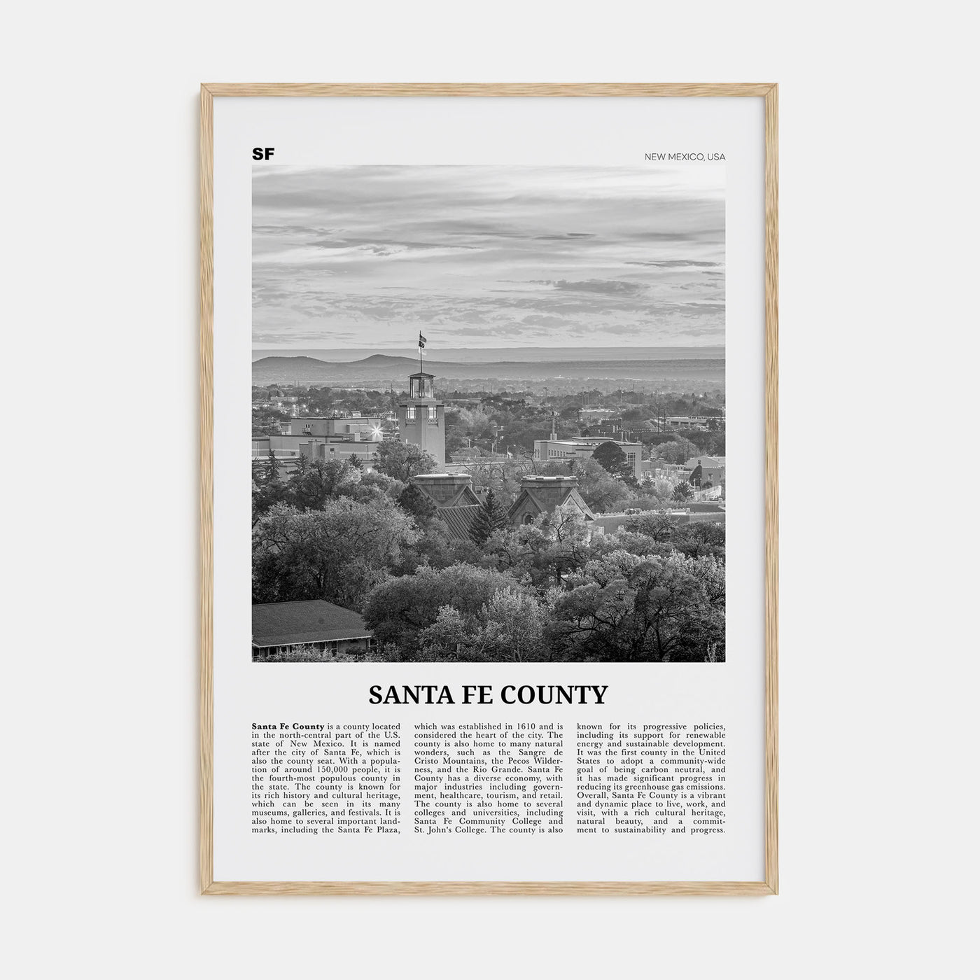 Santa Fe County Travel B&W Poster