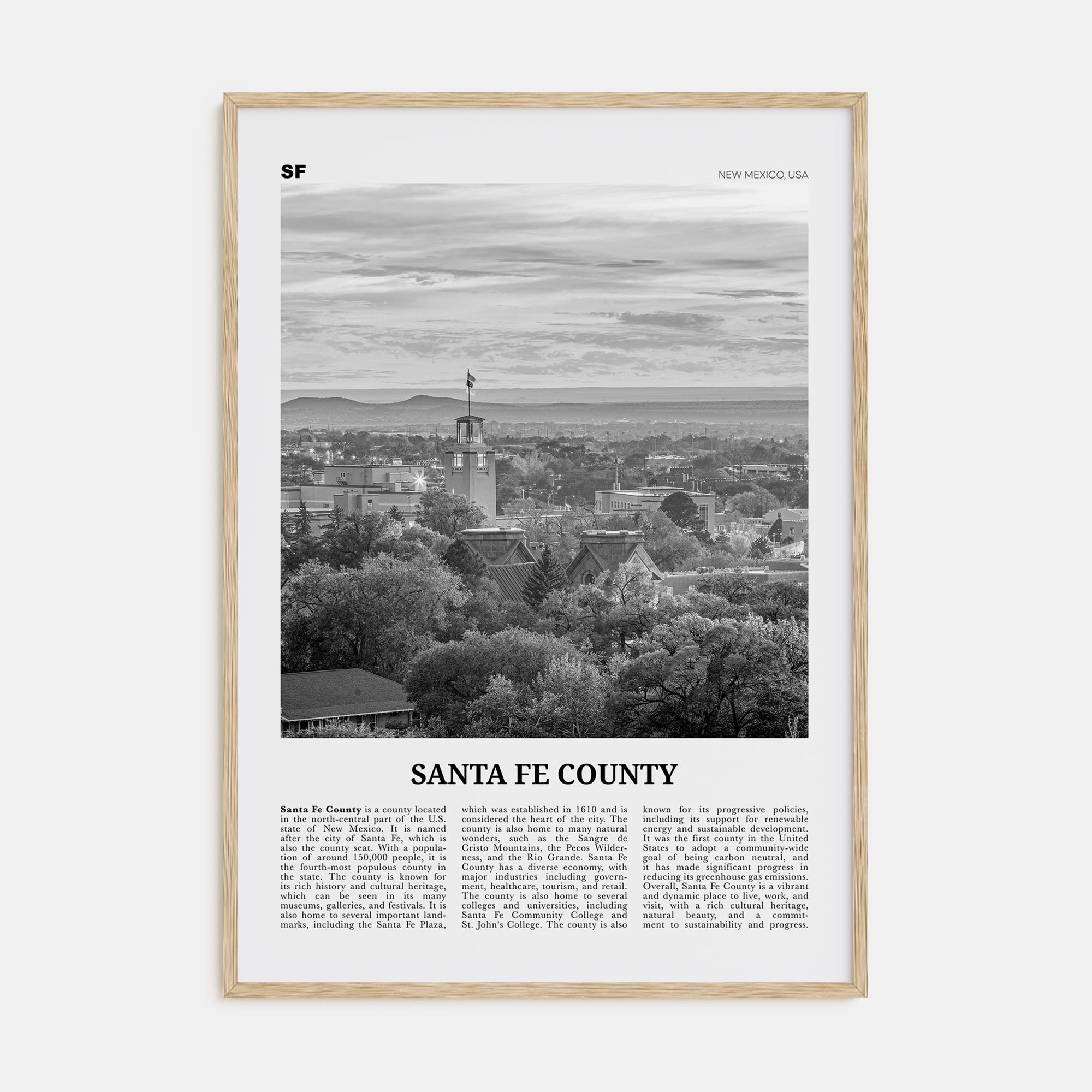 Santa Fe County Travel B&W Poster