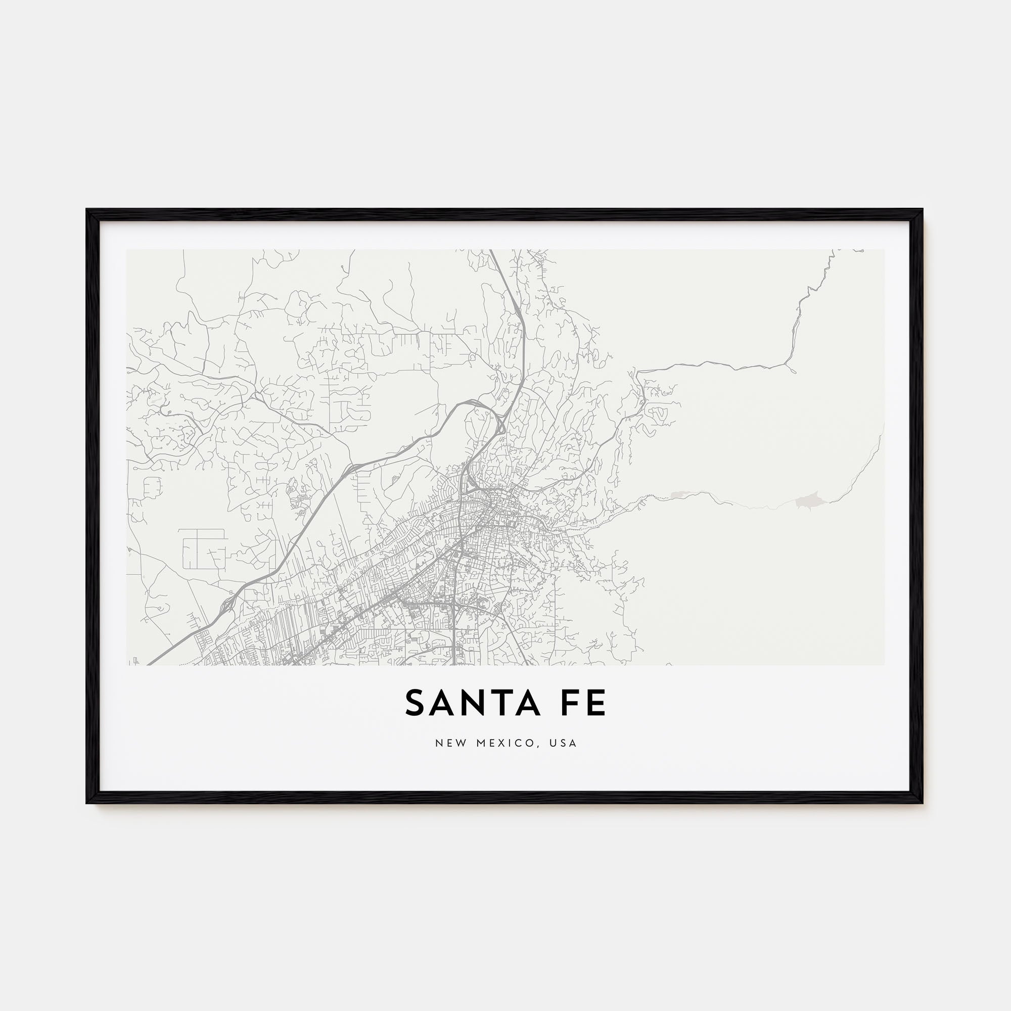 Santa Fe Map Landscape Poster