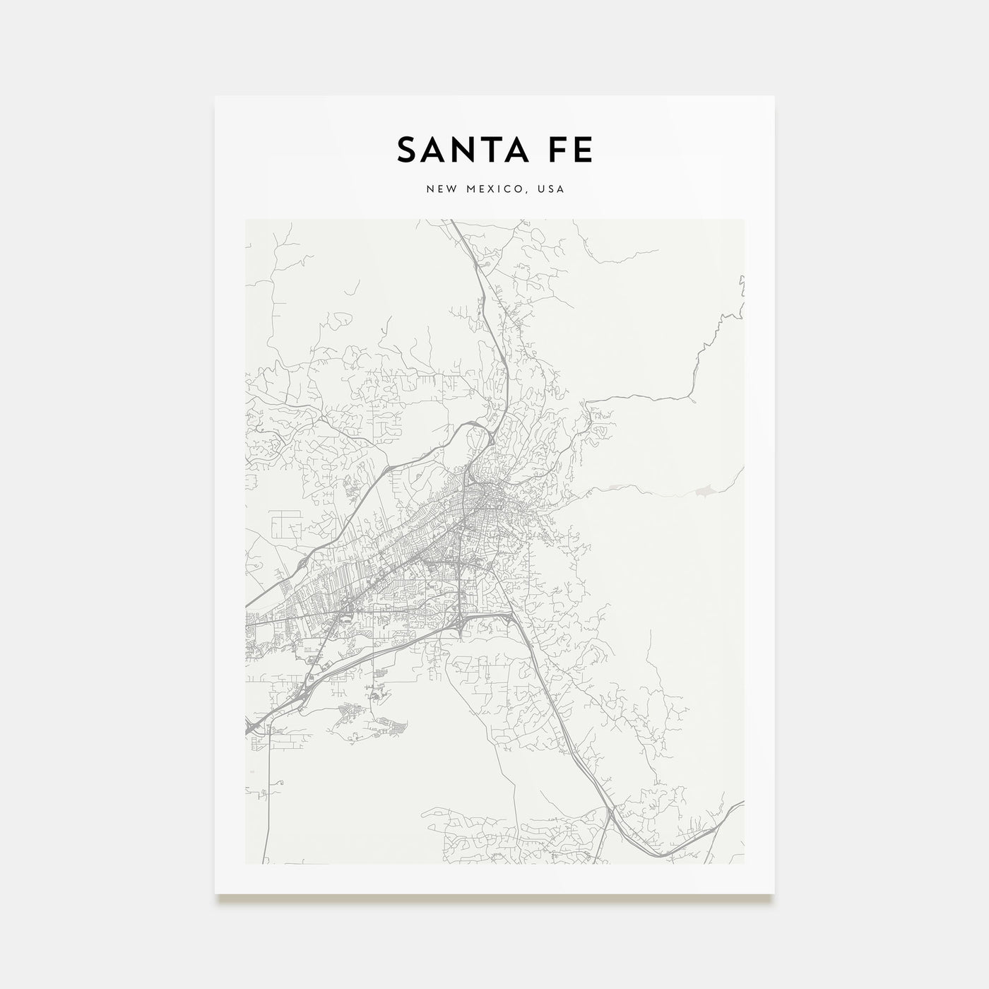 Santa Fe Map Portrait Poster