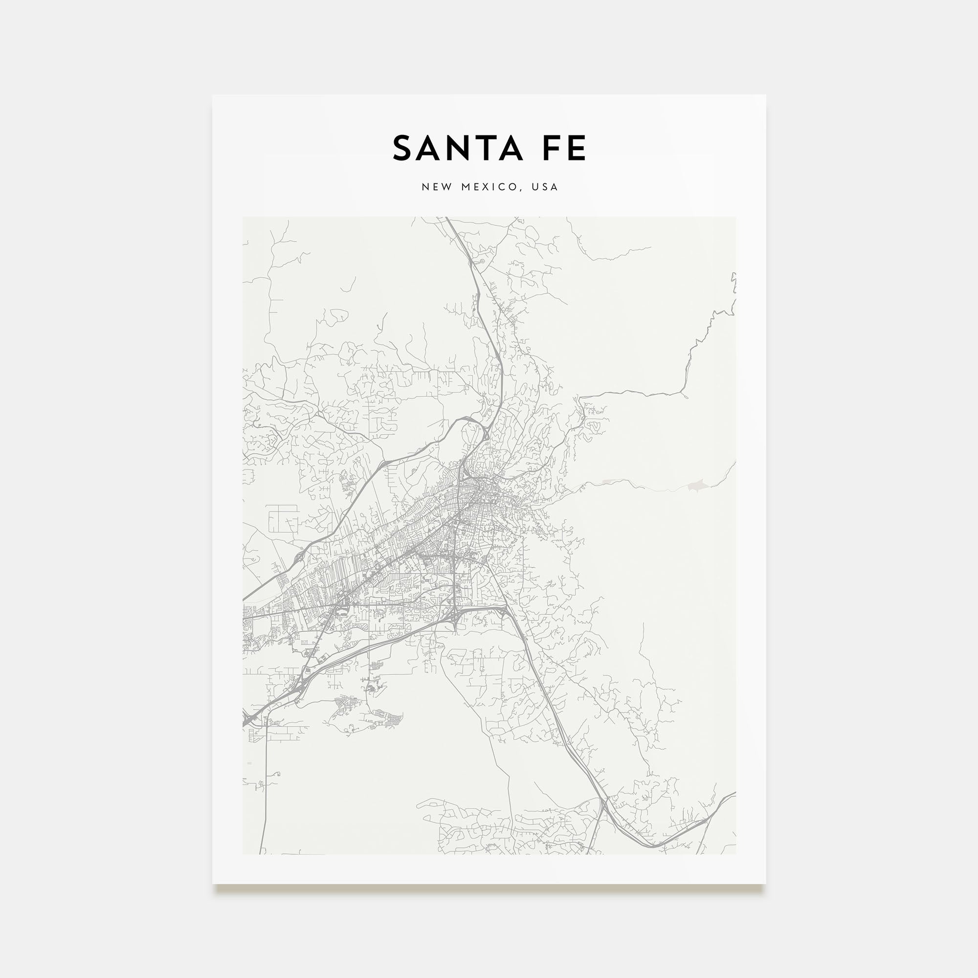 Santa Fe Map Portrait Poster