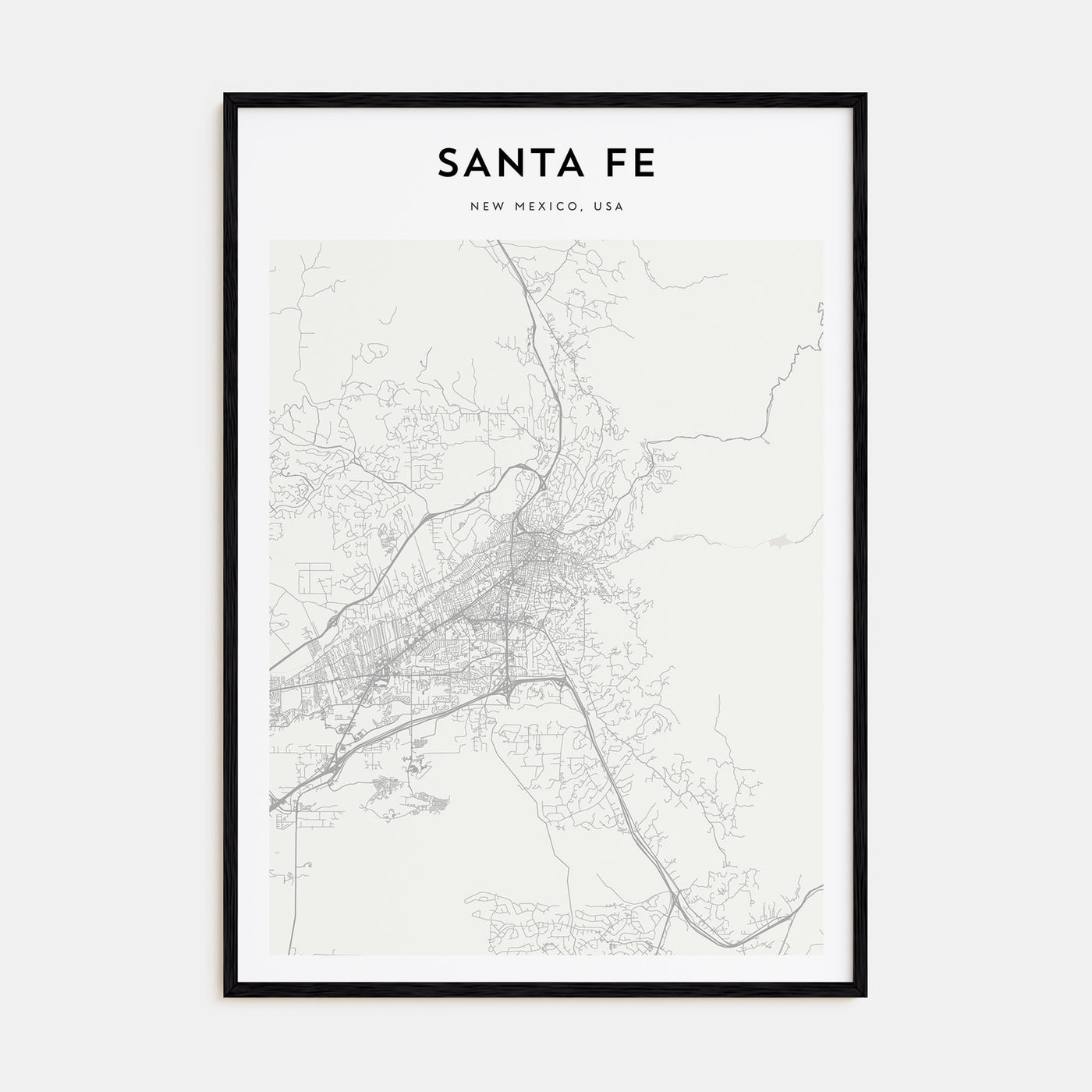 Santa Fe Map Portrait Poster