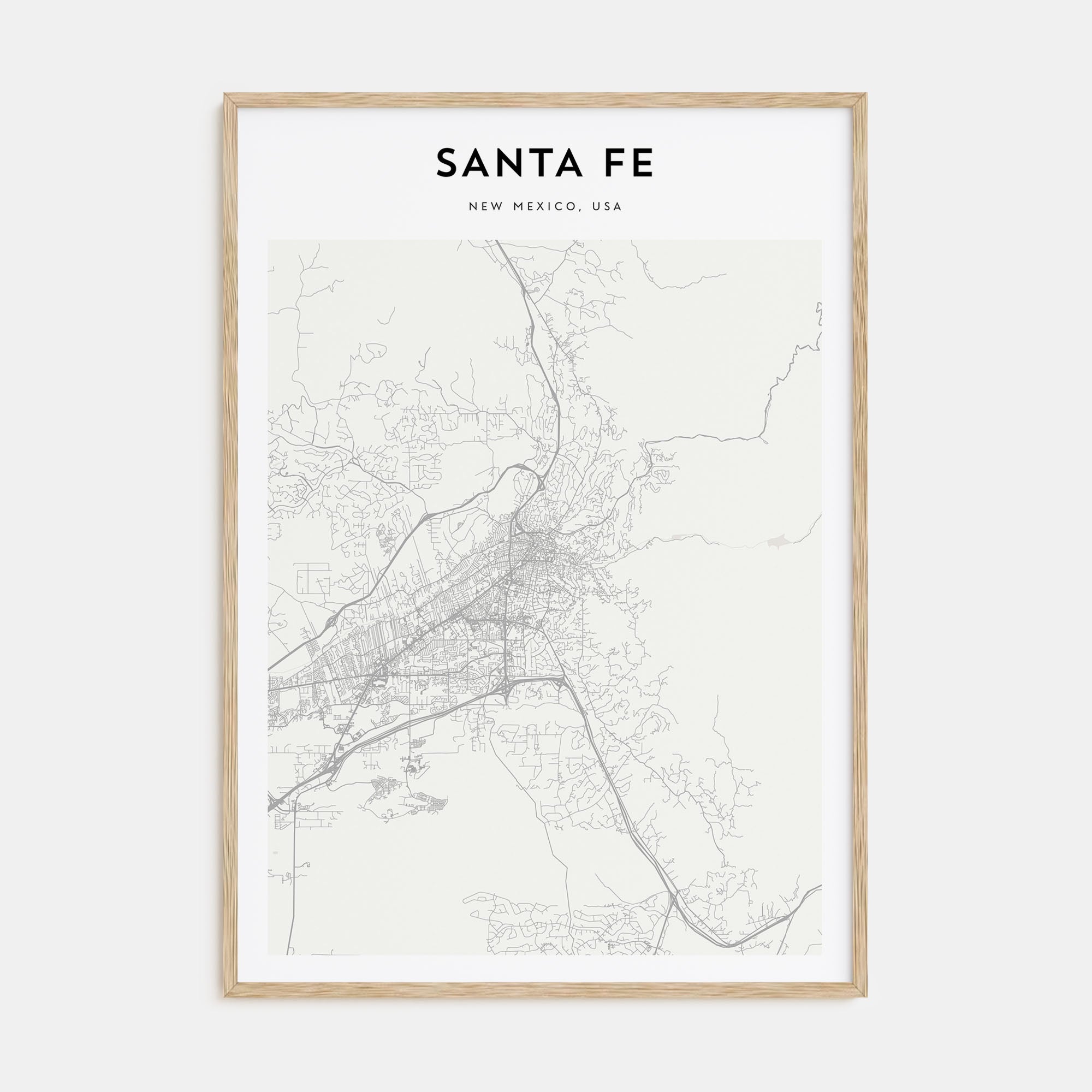 Santa Fe Map Portrait Poster