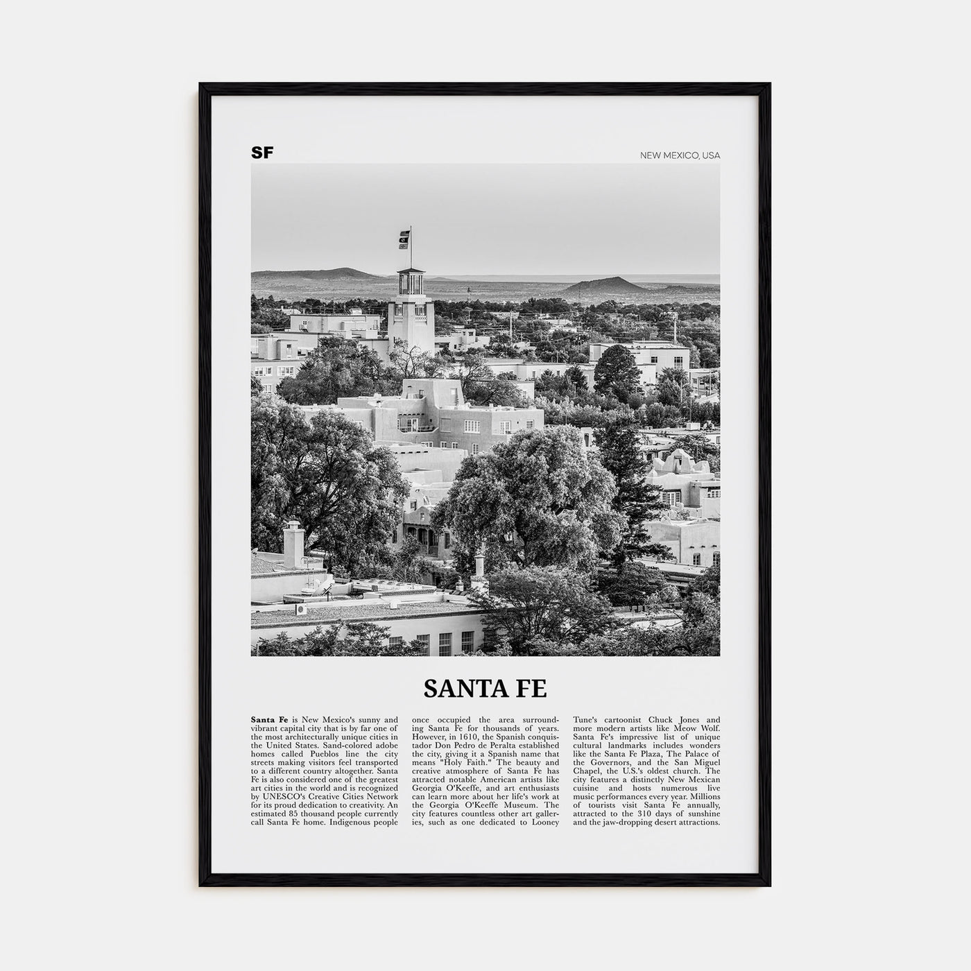 Santa Fe Travel B&W Poster
