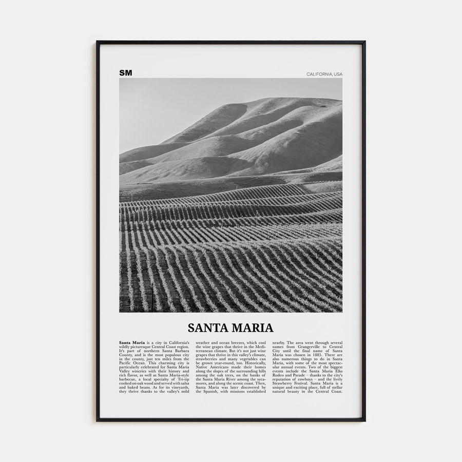 Santa Maria Travel B&W Poster