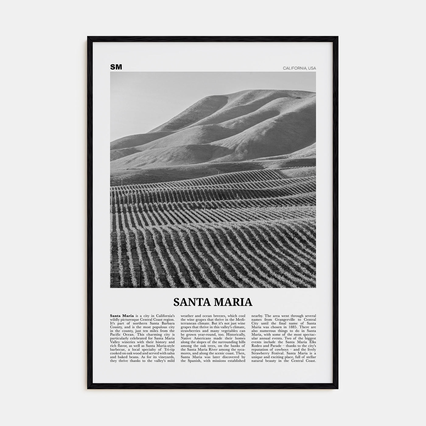Santa Maria Travel B&W Poster