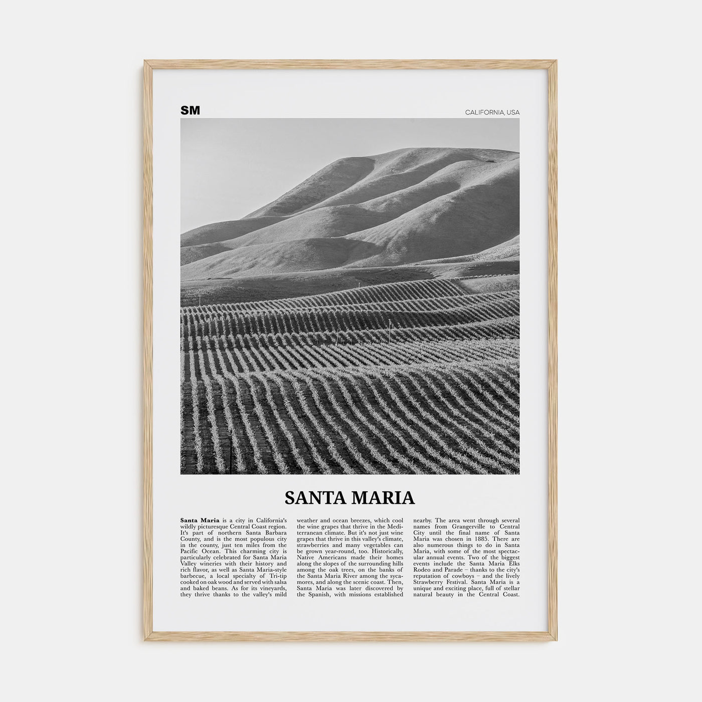 Santa Maria Travel B&W Poster