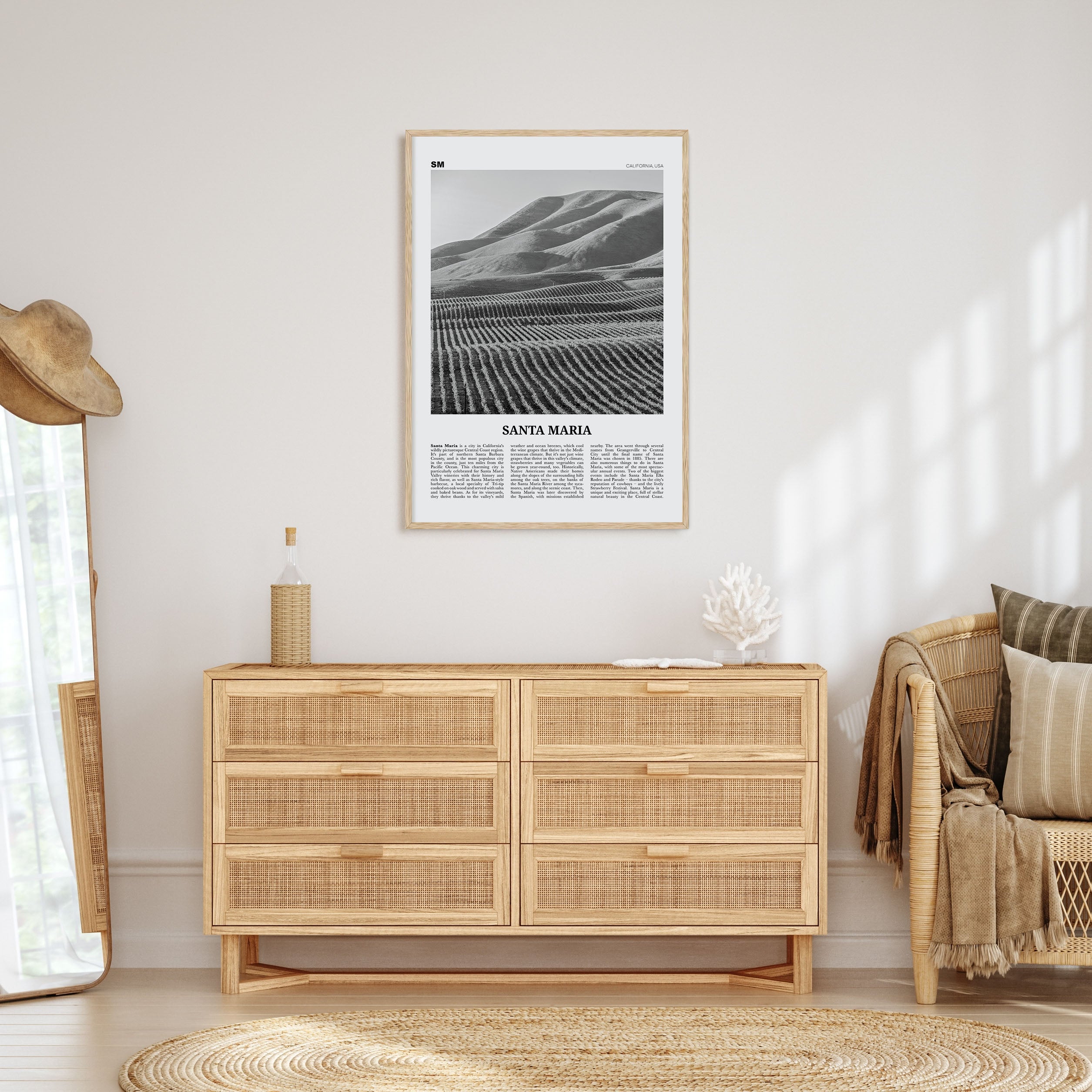 Santa Maria Travel B&W Poster