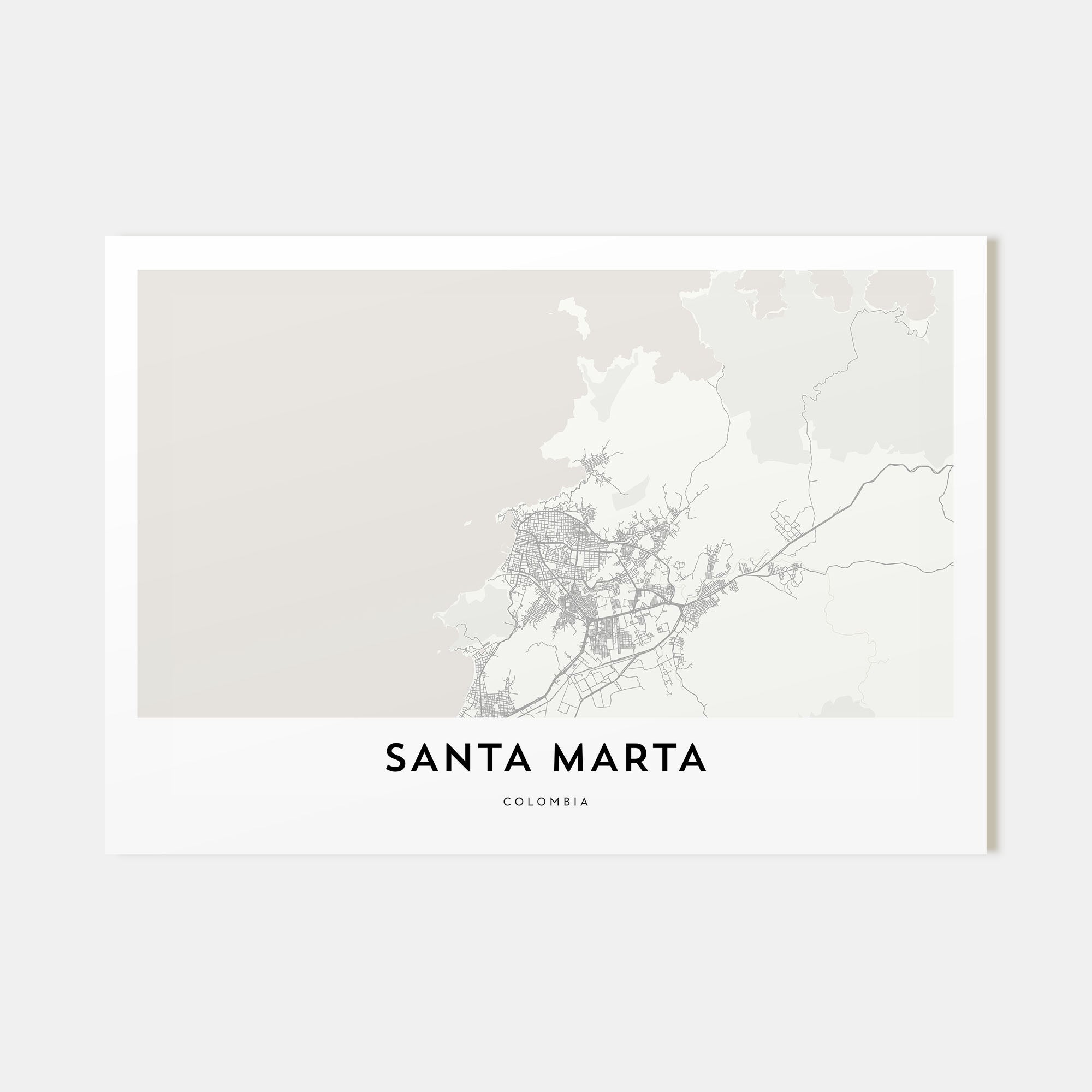 Santa Marta Map Landscape Poster