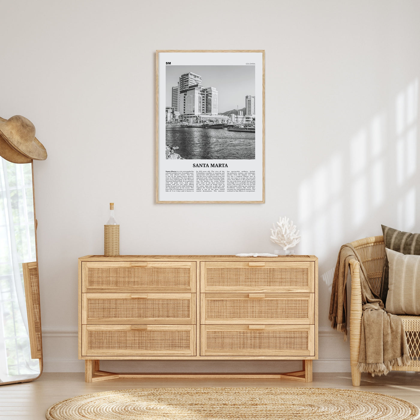 Santa Marta Travel B&W Poster